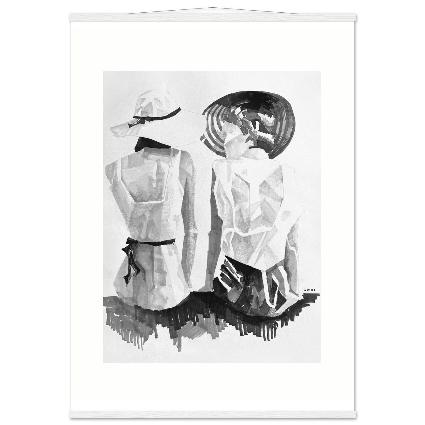 A Summer Day By The Sea: Friends In The Sun Portrait, Wall Poster Print with Hanger - Creations Awol
