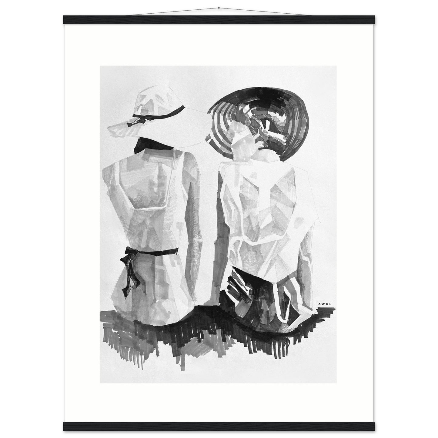A Summer Day By The Sea: Friends In The Sun Portrait, Wall Poster Print with Hanger - Creations Awol