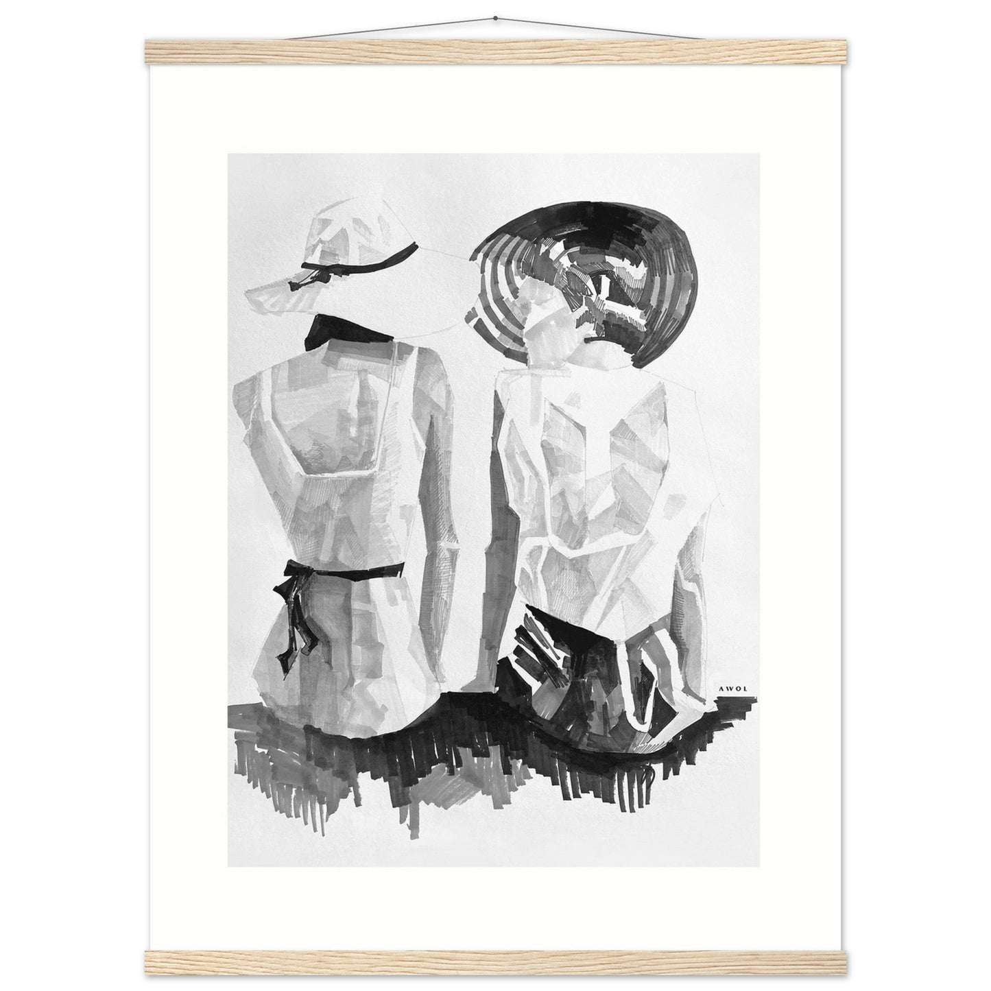 A Summer Day By The Sea: Friends In The Sun Portrait, Wall Poster Print with Hanger - Creations Awol