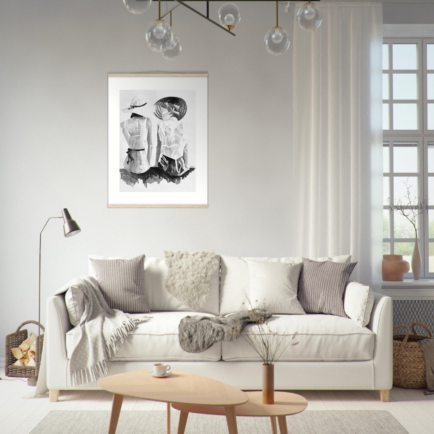 A Summer Day By The Sea: Friends In The Sun Portrait, Wall Poster Print with Hanger - Creations Awol