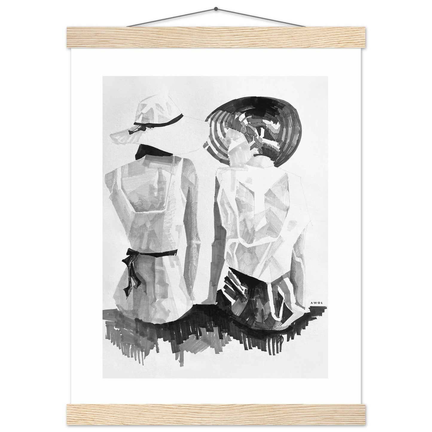 A Summer Day By The Sea: Friends In The Sun Portrait, Wall Poster Print with Hanger - Creations Awol