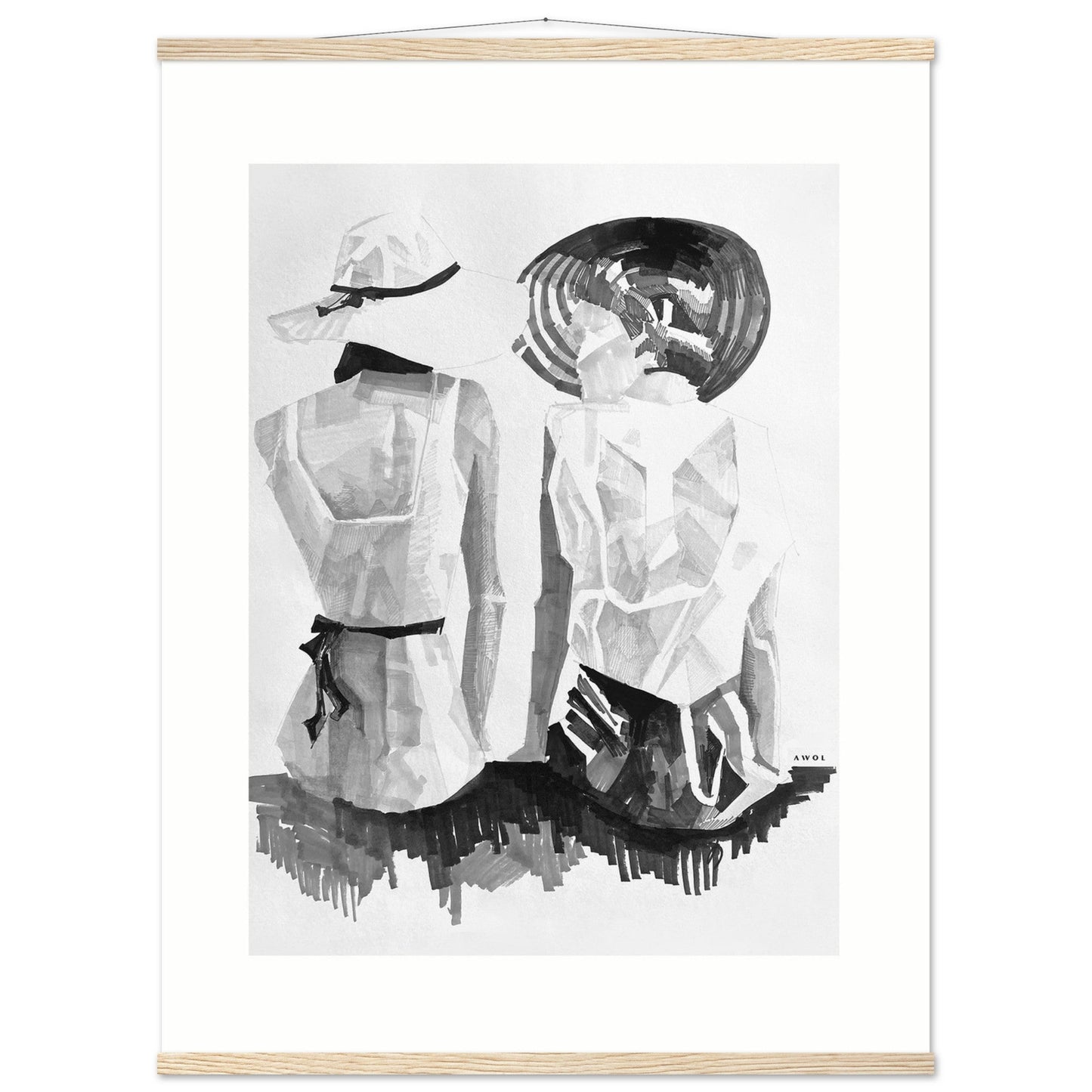 A Summer Day By The Sea: Friends In The Sun Portrait, Wall Poster Print with Hanger - Creations Awol