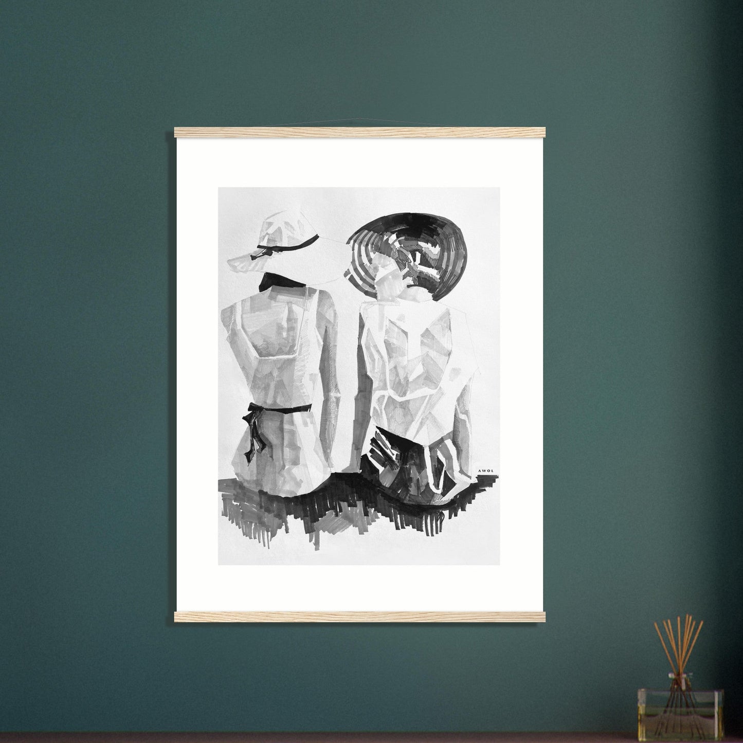 A Summer Day By The Sea: Friends In The Sun Portrait, Wall Poster Print with Hanger - Creations Awol