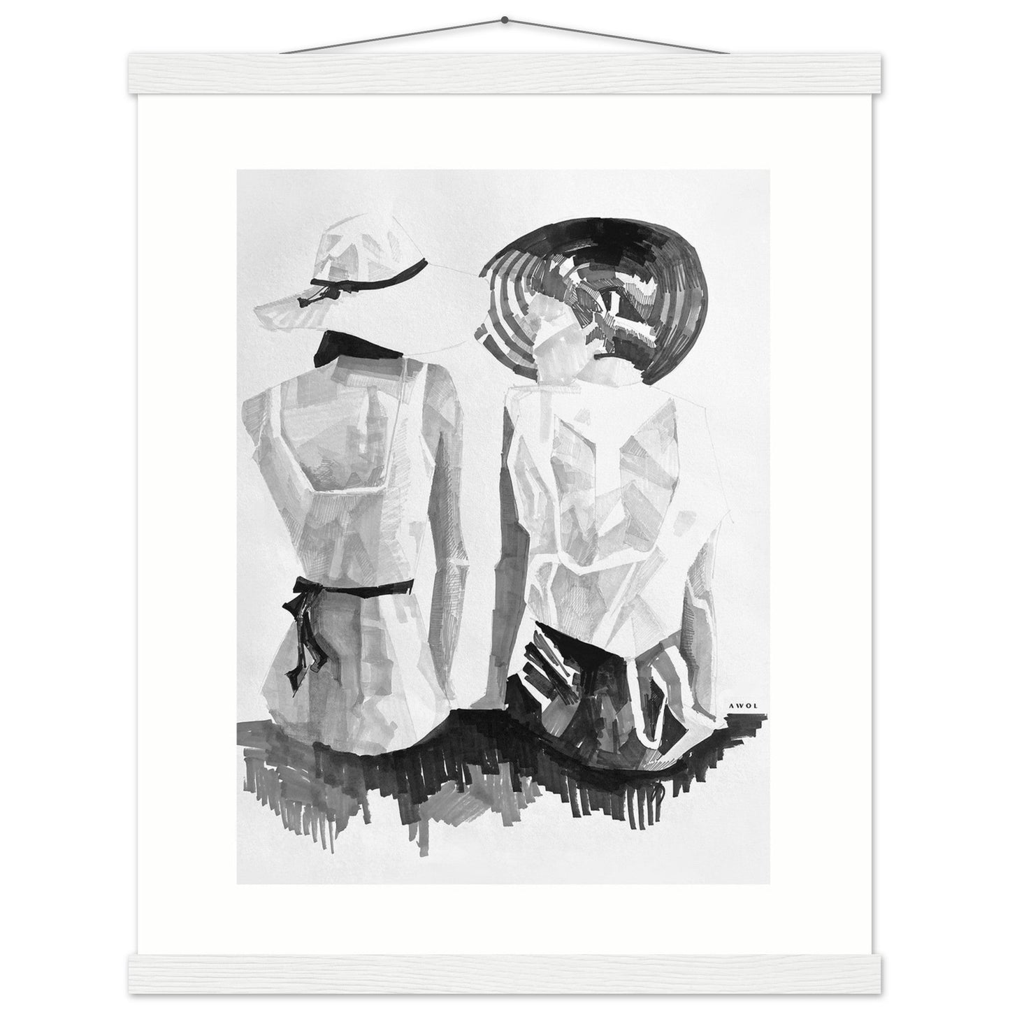 A Summer Day By The Sea: Friends In The Sun Portrait, Wall Poster Print with Hanger - Creations Awol