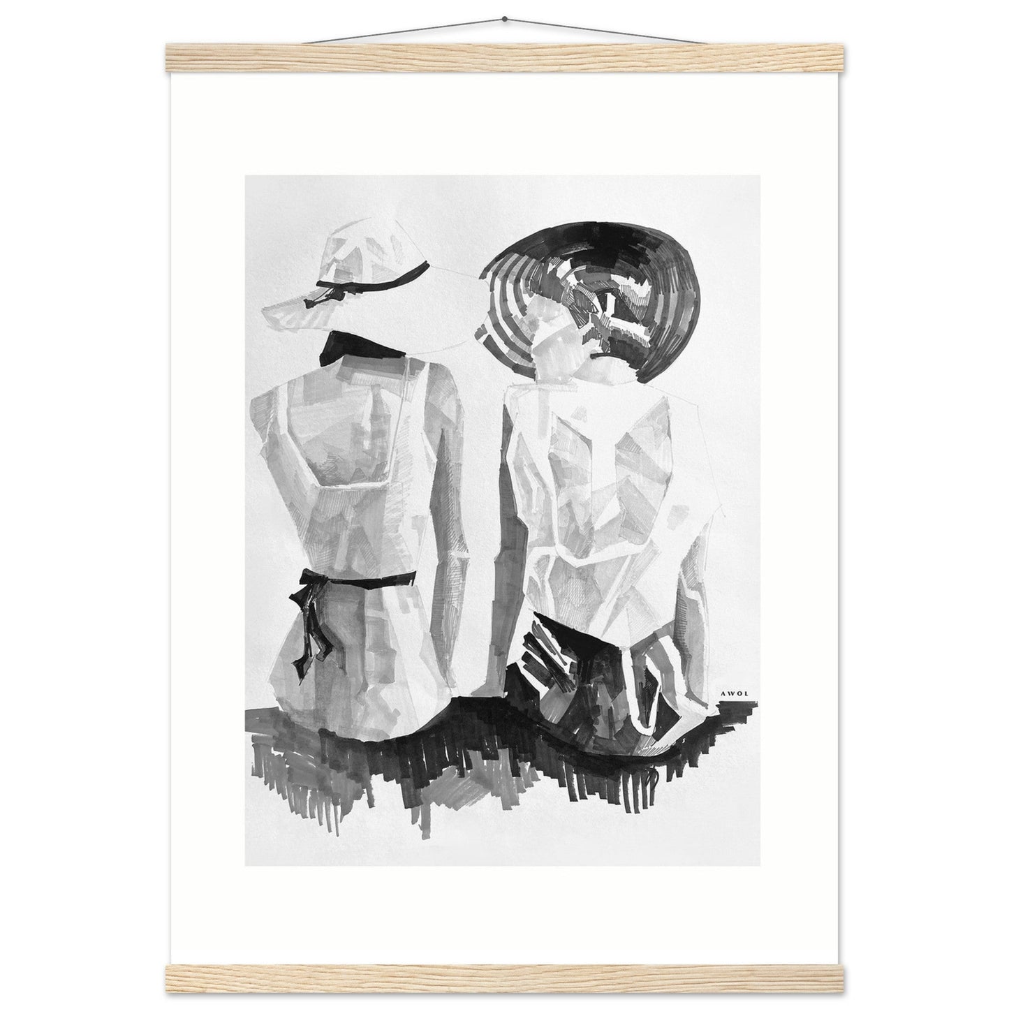 A Summer Day By The Sea: Friends In The Sun Portrait, Wall Poster Print with Hanger - Creations Awol