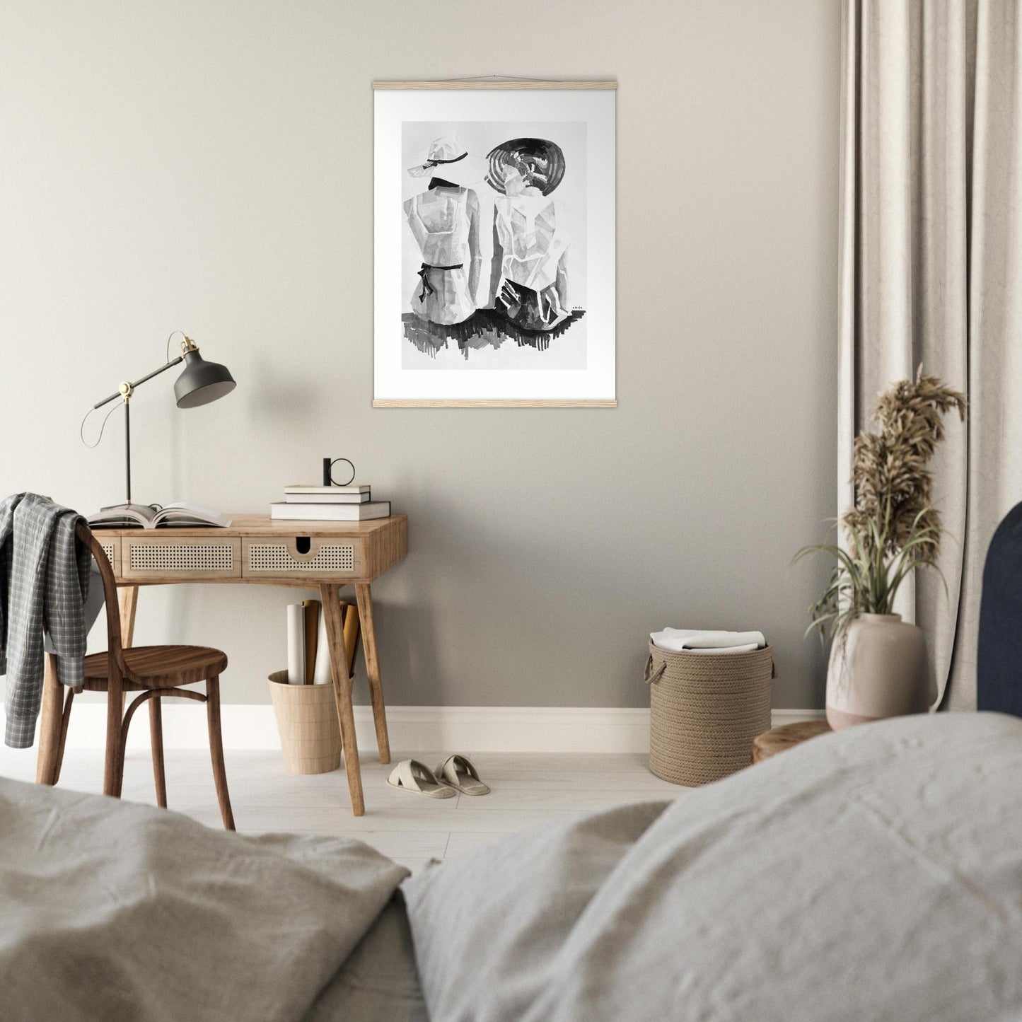 A Summer Day By The Sea: Friends In The Sun Portrait, Wall Poster Print with Hanger - Creations Awol