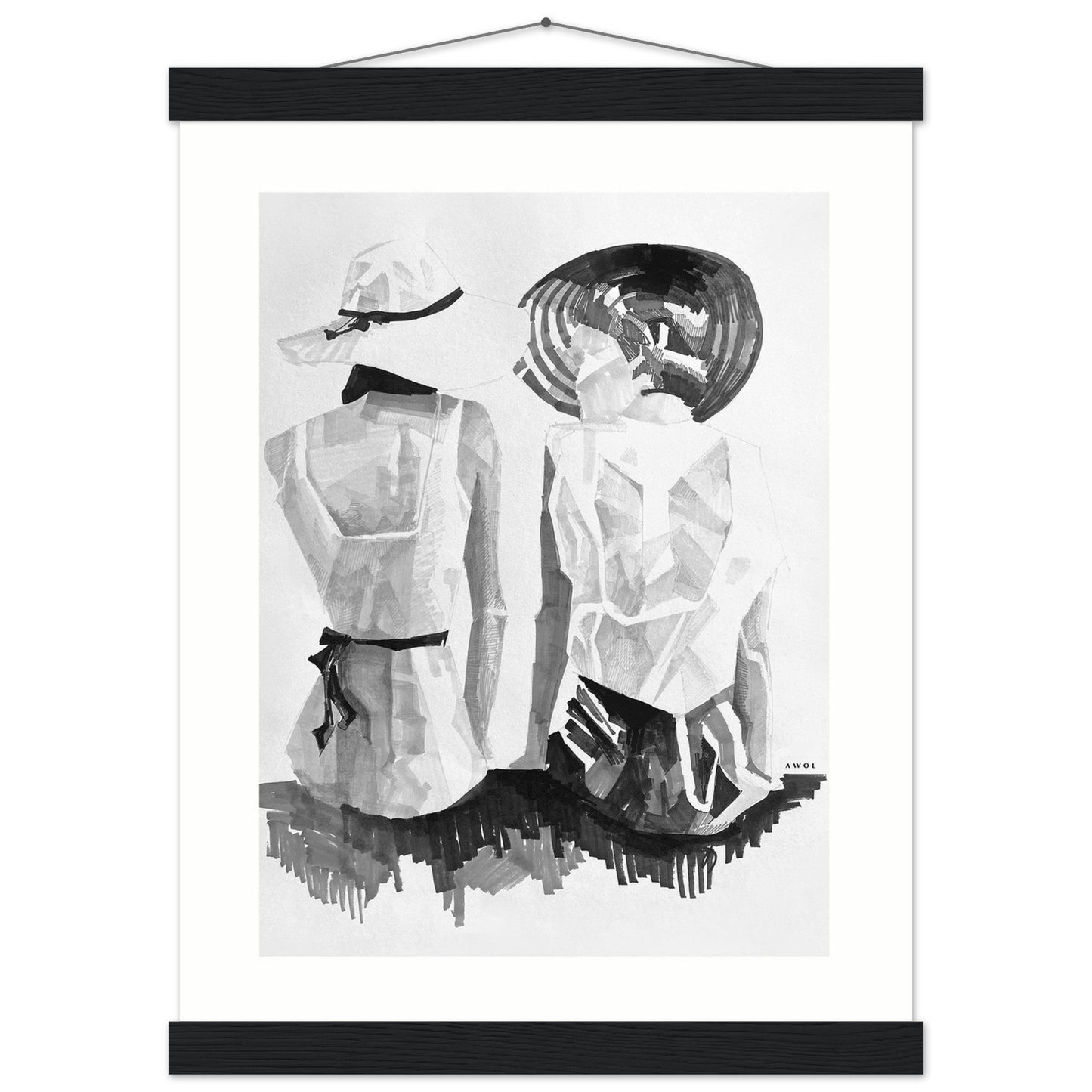 A Summer Day By The Sea: Friends In The Sun Portrait, Wall Poster Print with Hanger - Creations Awol