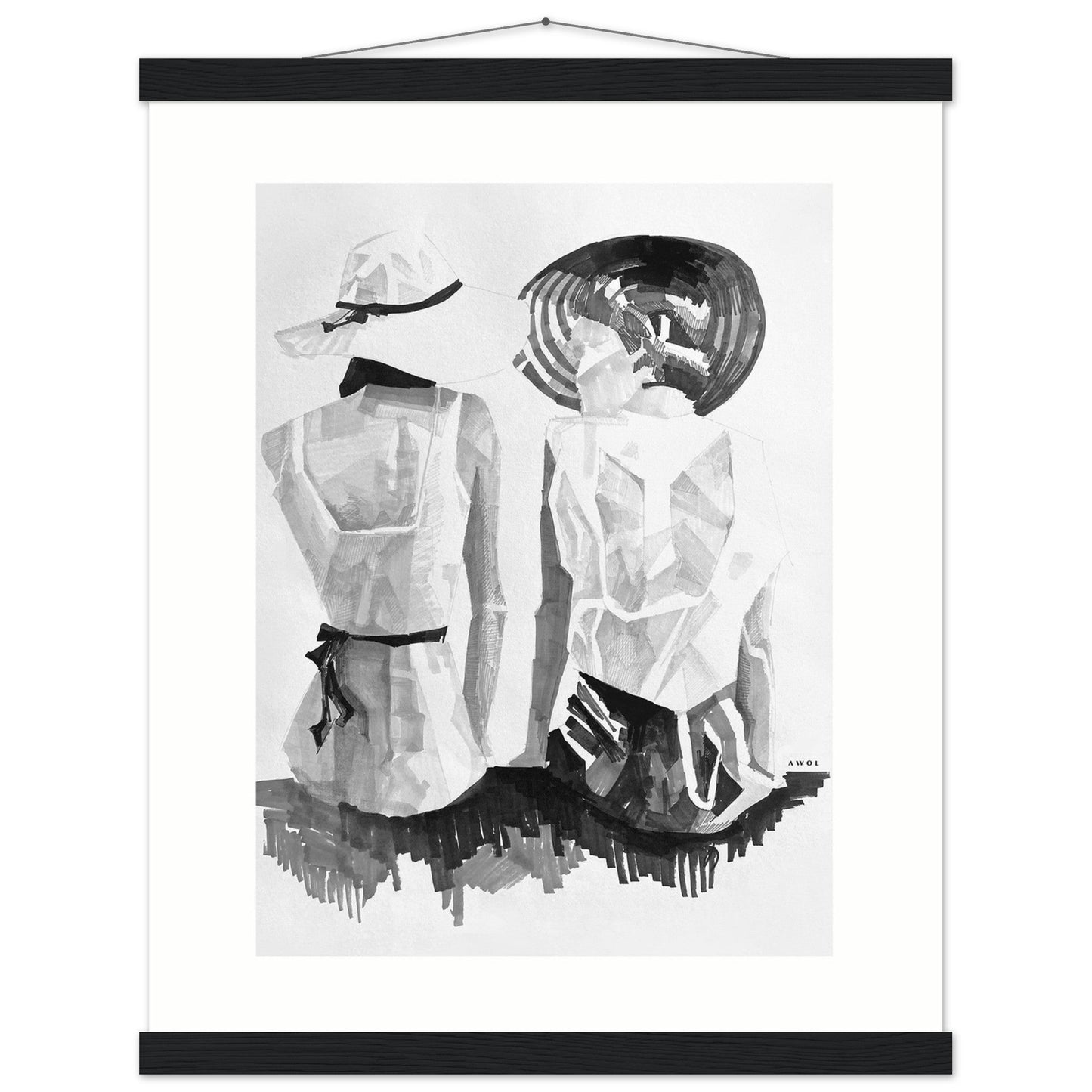 A Summer Day By The Sea: Friends In The Sun Portrait, Wall Poster Print with Hanger - Creations Awol