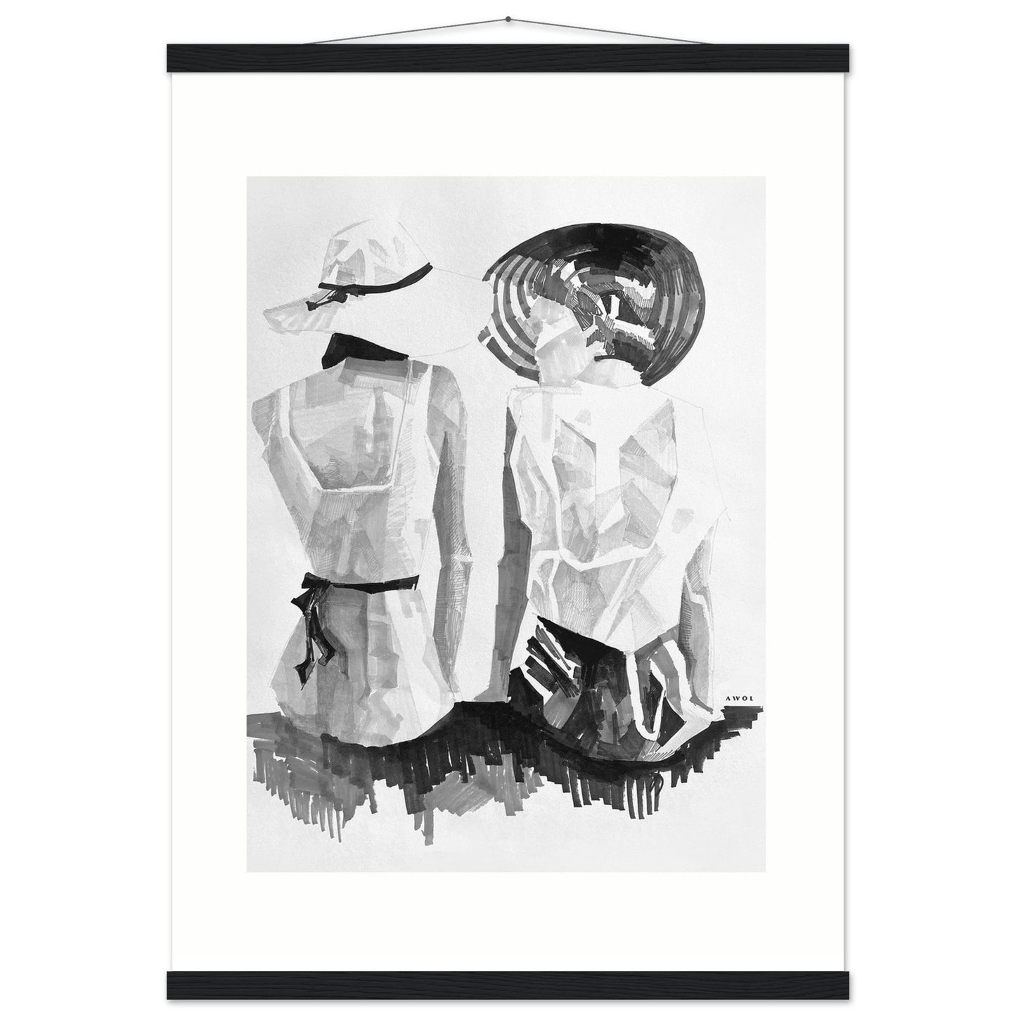 A Summer Day By The Sea: Friends In The Sun Portrait, Wall Poster Print with Hanger - Creations Awol