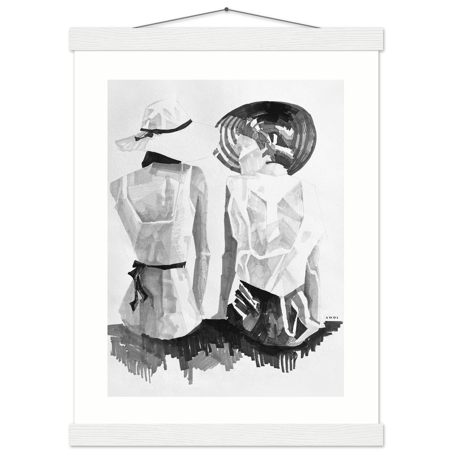 A Summer Day By The Sea: Friends In The Sun Portrait, Wall Poster Print with Hanger - Creations Awol
