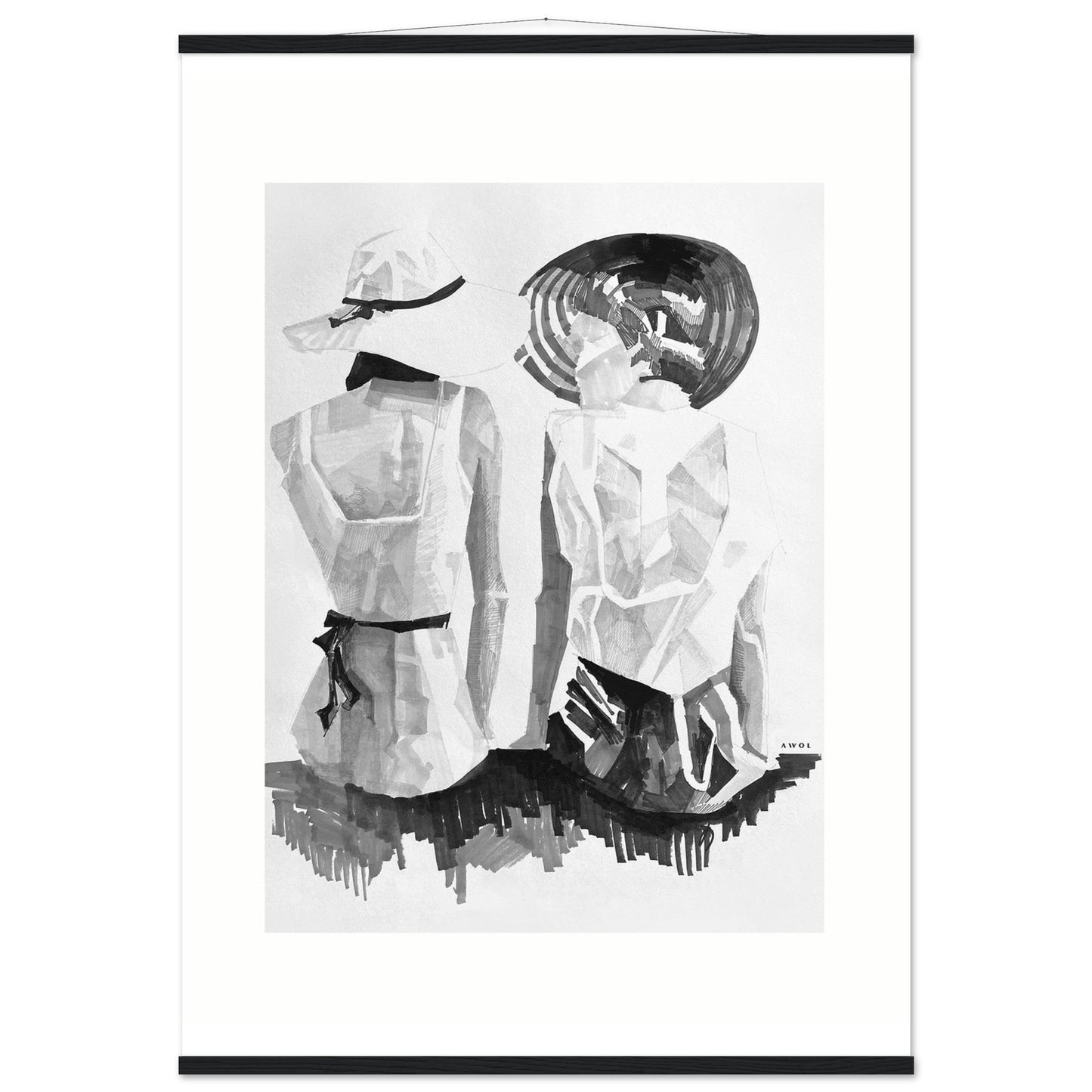 A Summer Day By The Sea: Friends In The Sun Portrait, Wall Poster Print with Hanger - Creations Awol
