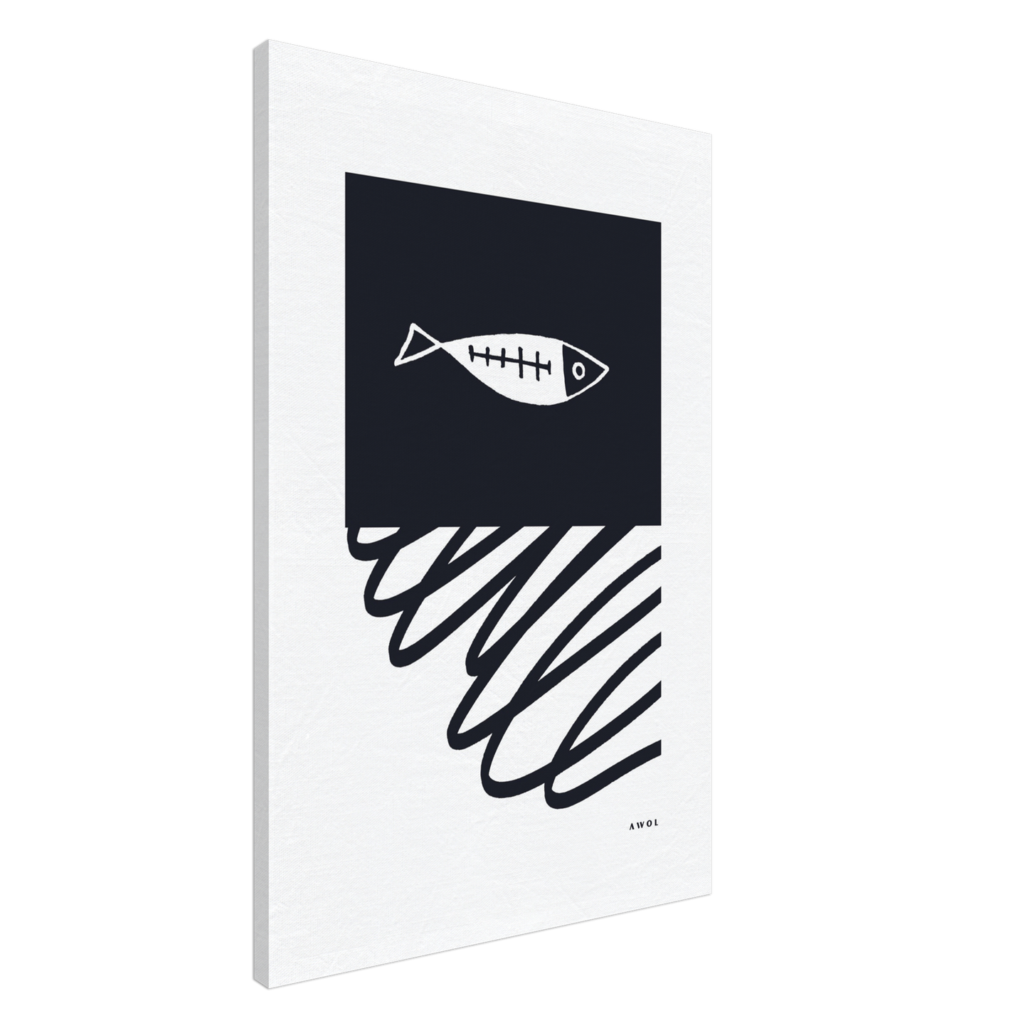 Minimalist Fish In Nordic Waters: Scandi Love Canvas Art Print