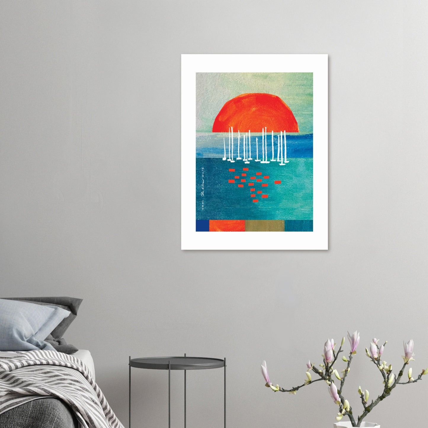 Sunset Wall Art With Sailboats On The Mediterranean Sea: Aluminum Print