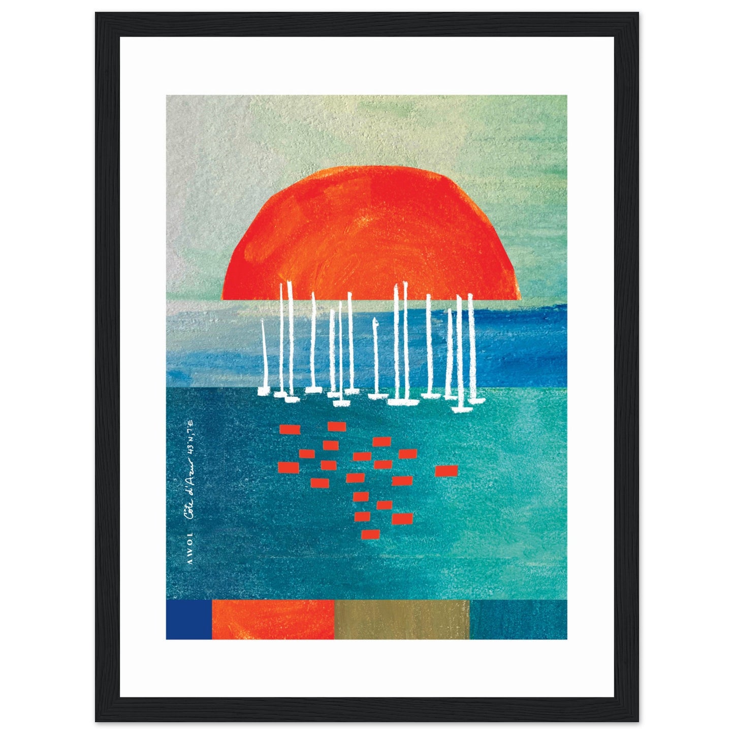 Sunrise Over The Sea, Colourful Seaside Landscape Artwork: Framed Print