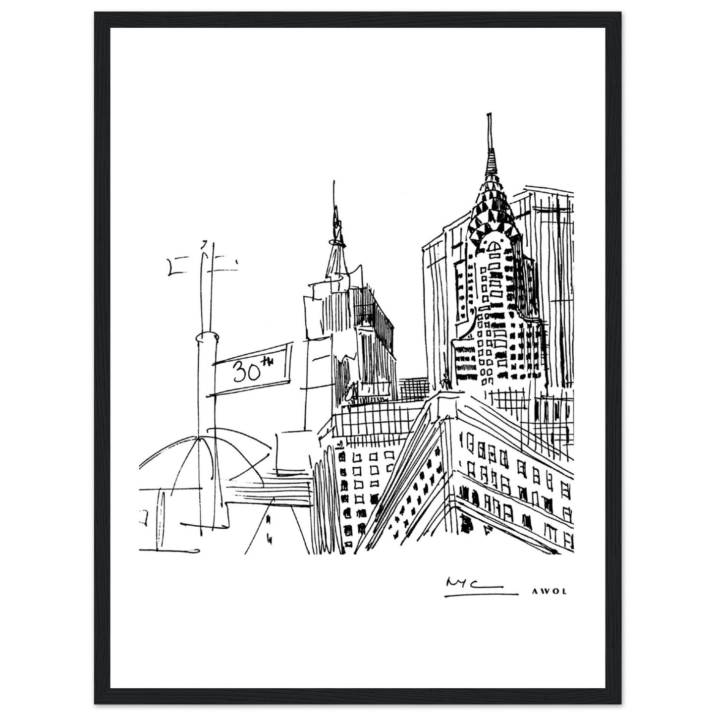 New York City Skyline Art, Iconic Skyscrapers: Framed Art Print