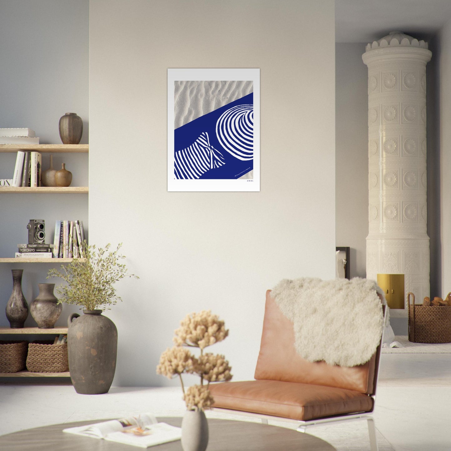 Woman In Oversized Blue Striped Hat Tanning On The Beach: Vacation Vibes Classic Matte Paper Poster