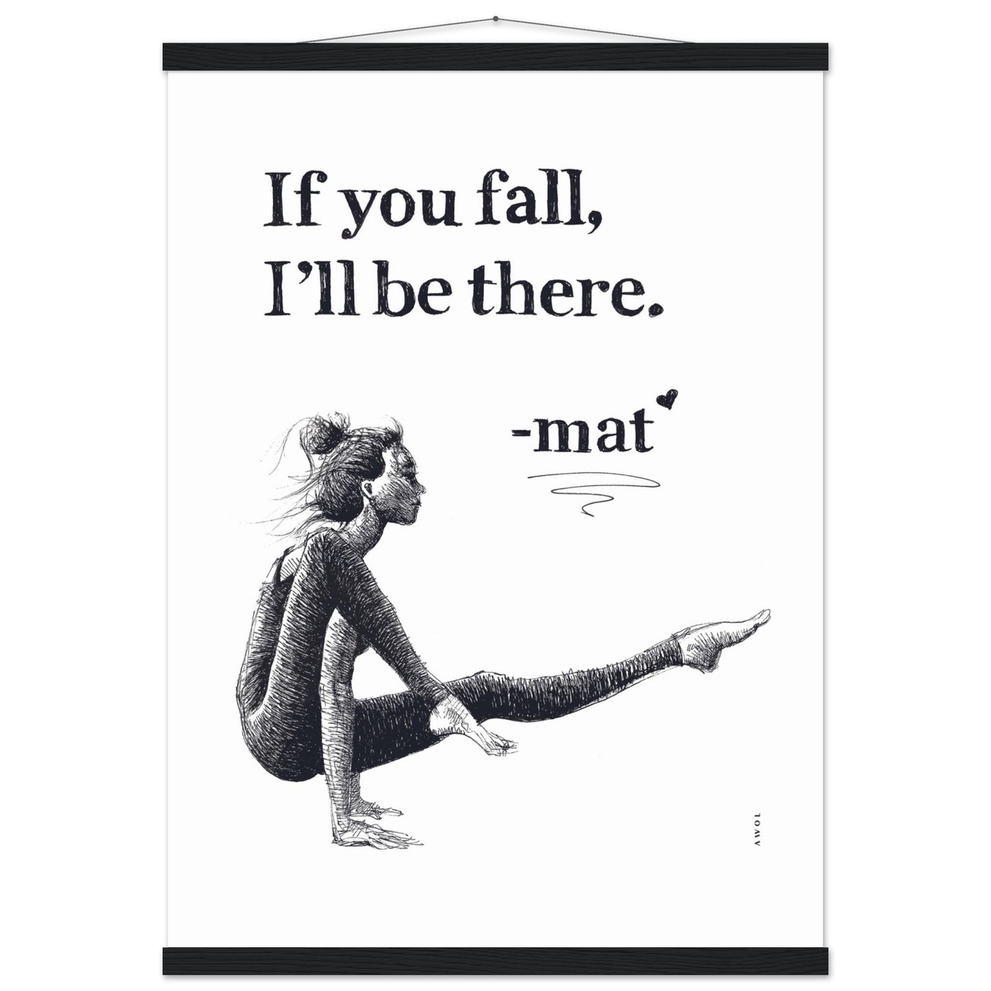 Spiritual Yoga Pose Art With Inspiring Quote: Poster Print with Hanger