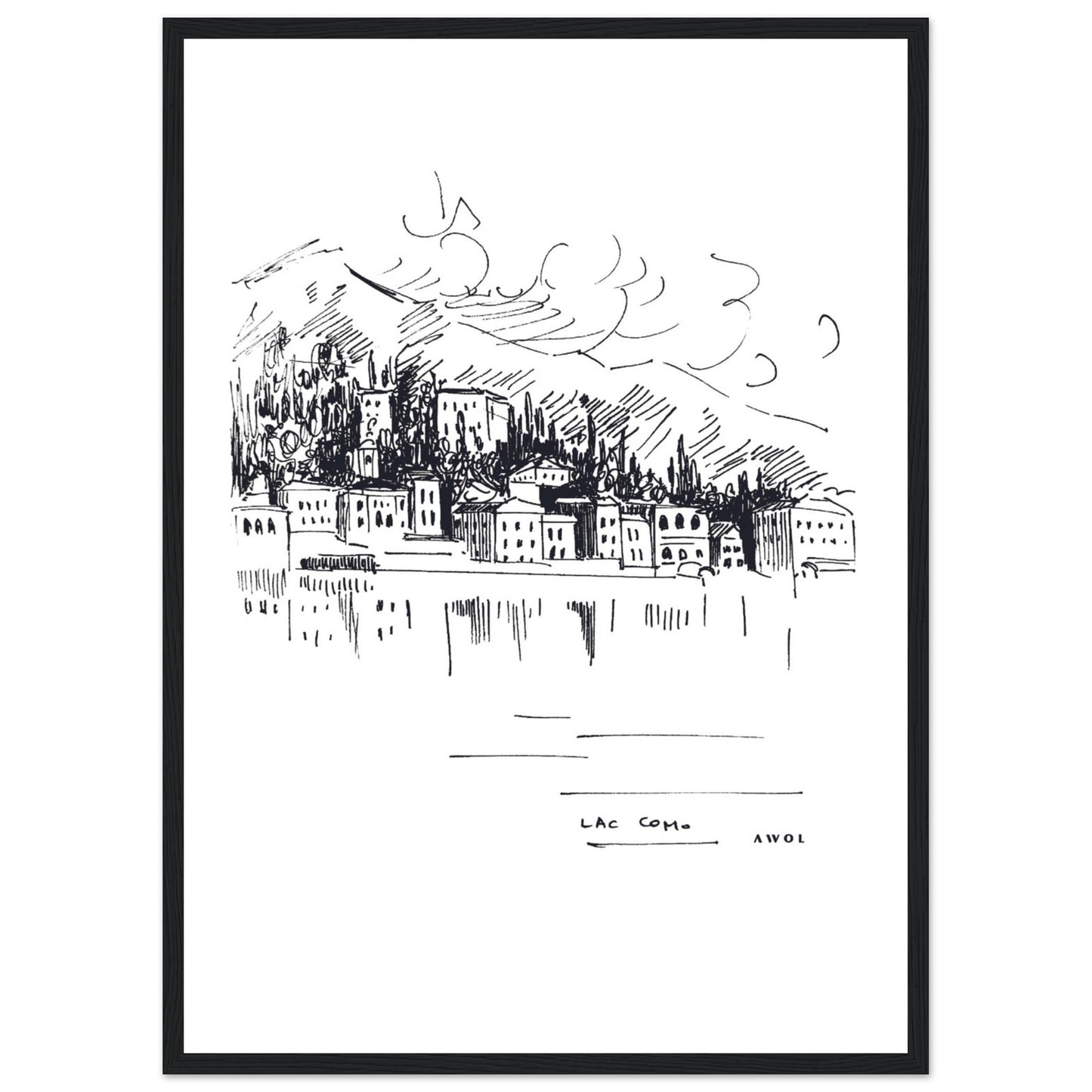 Italian Scenery Wall Art With Villas On A Hill In Lake Como, Framed Art Print