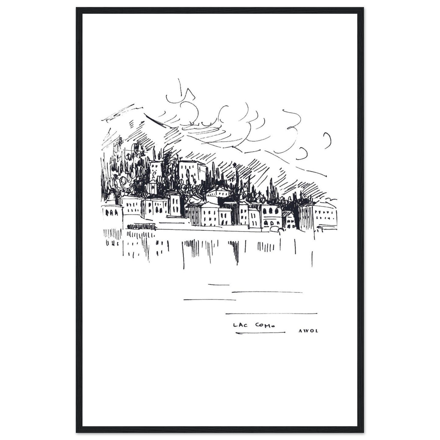 Italian Scenery Wall Art With Villas On A Hill In Lake Como, Framed Art Print