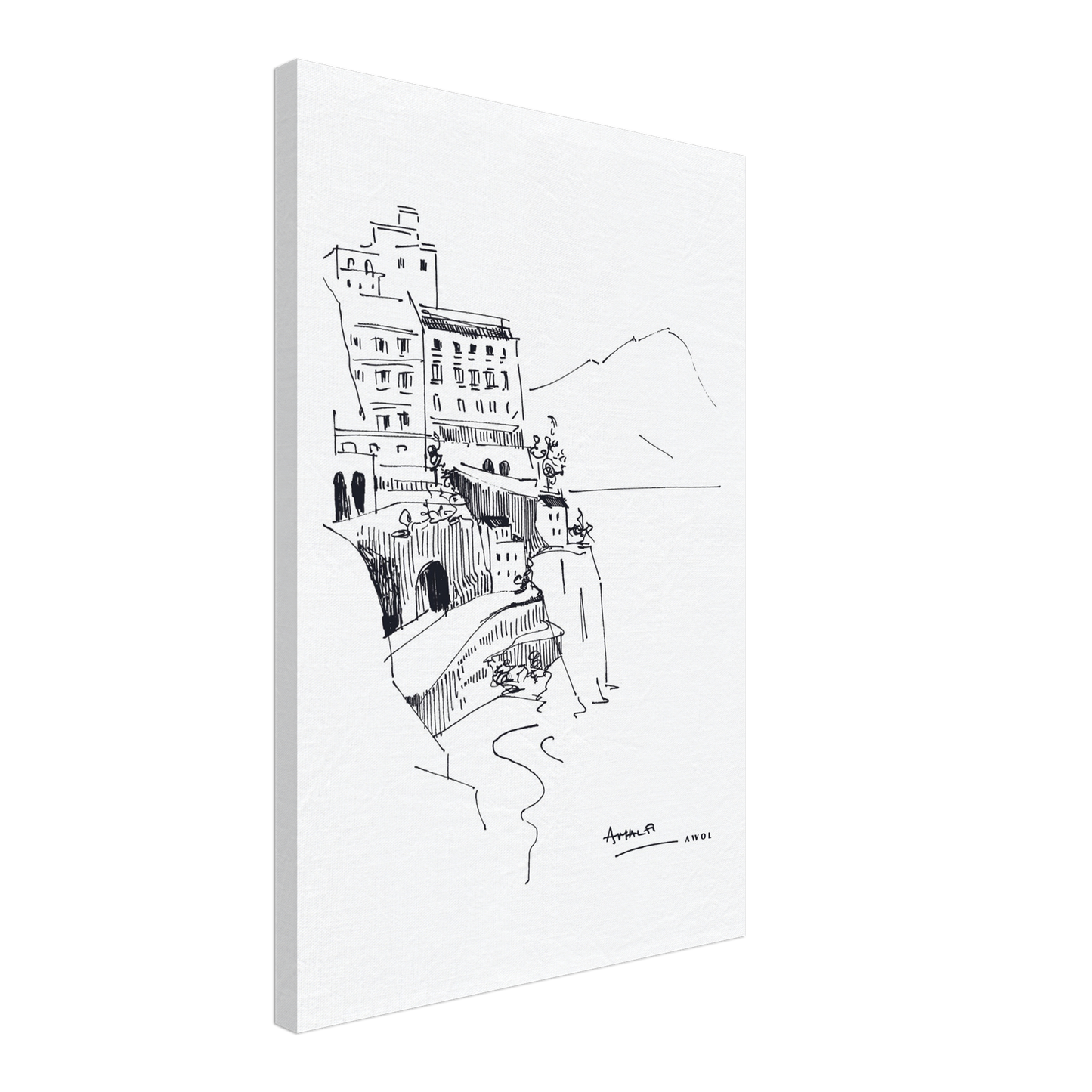 Small Towns And Villas On The Amalfi Coast, Italy Art Print On Canvas