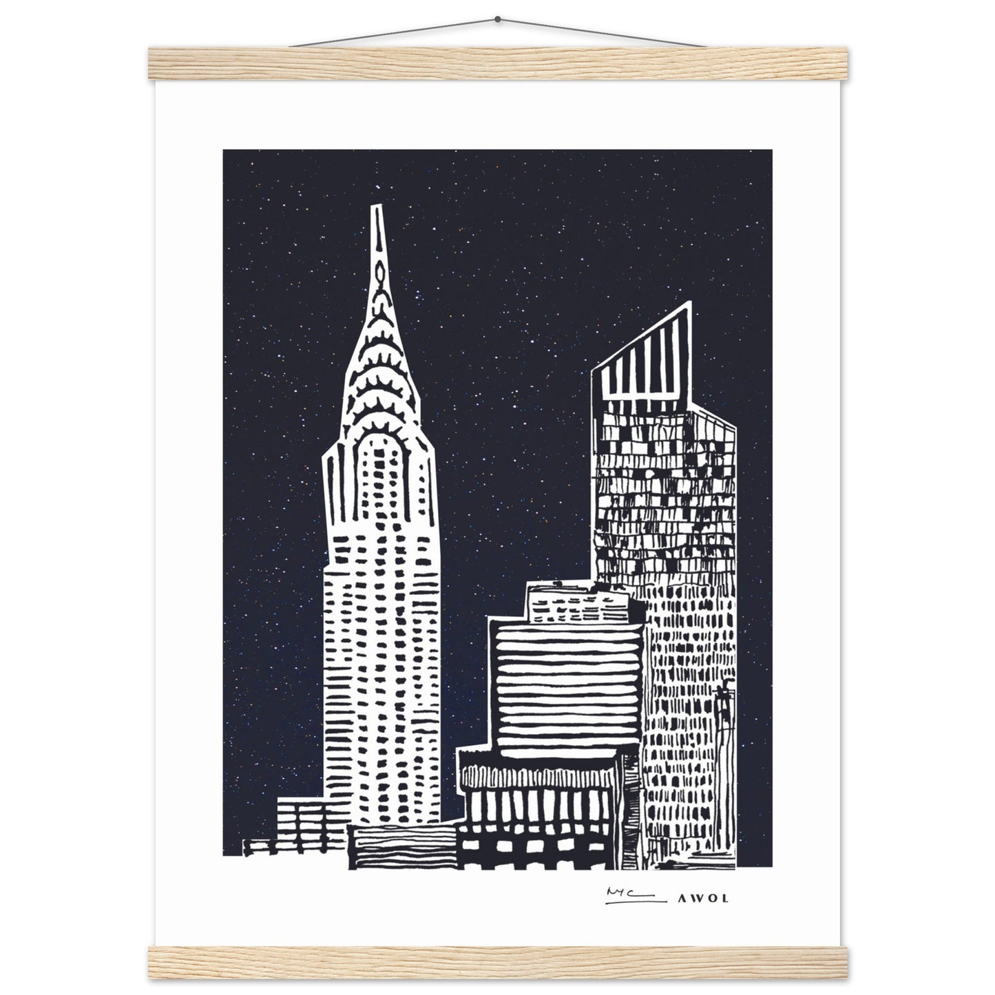New York City At Night, Manhattan Abstraction: Poster with Hanger