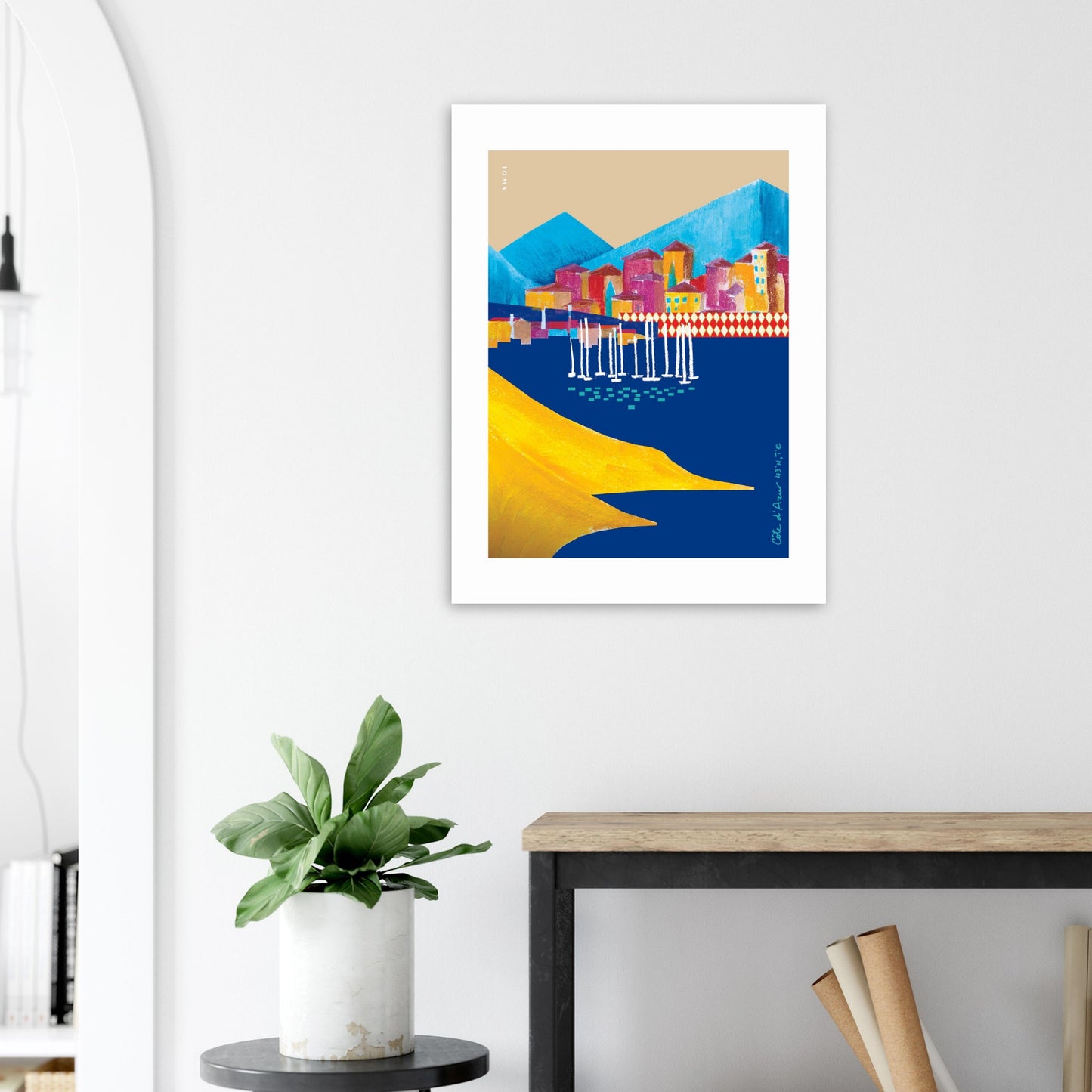 Colourful Seaside Towns And Mountains, Landscape Art, Travel Poster Print
