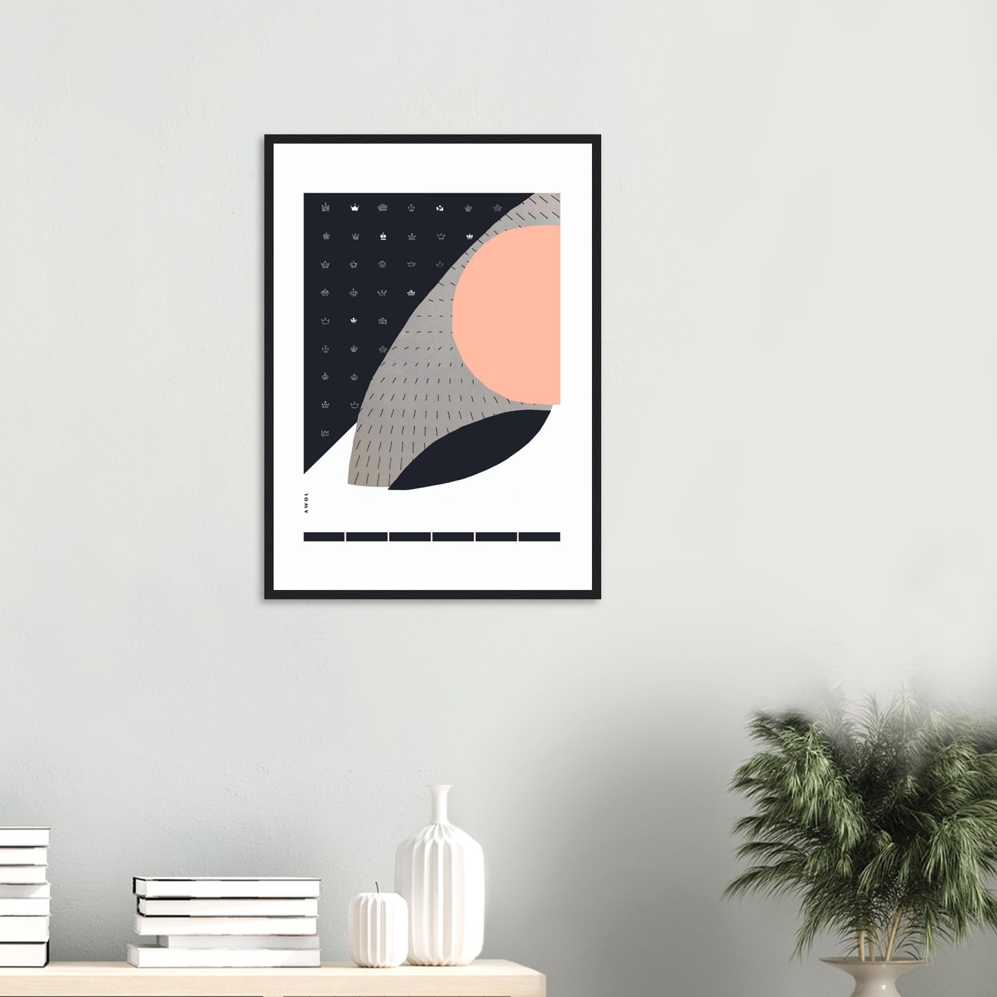 Minimalist Wall Art, Scandinavian Art Print With Abstract Graphic Shapes: Framed Art Print