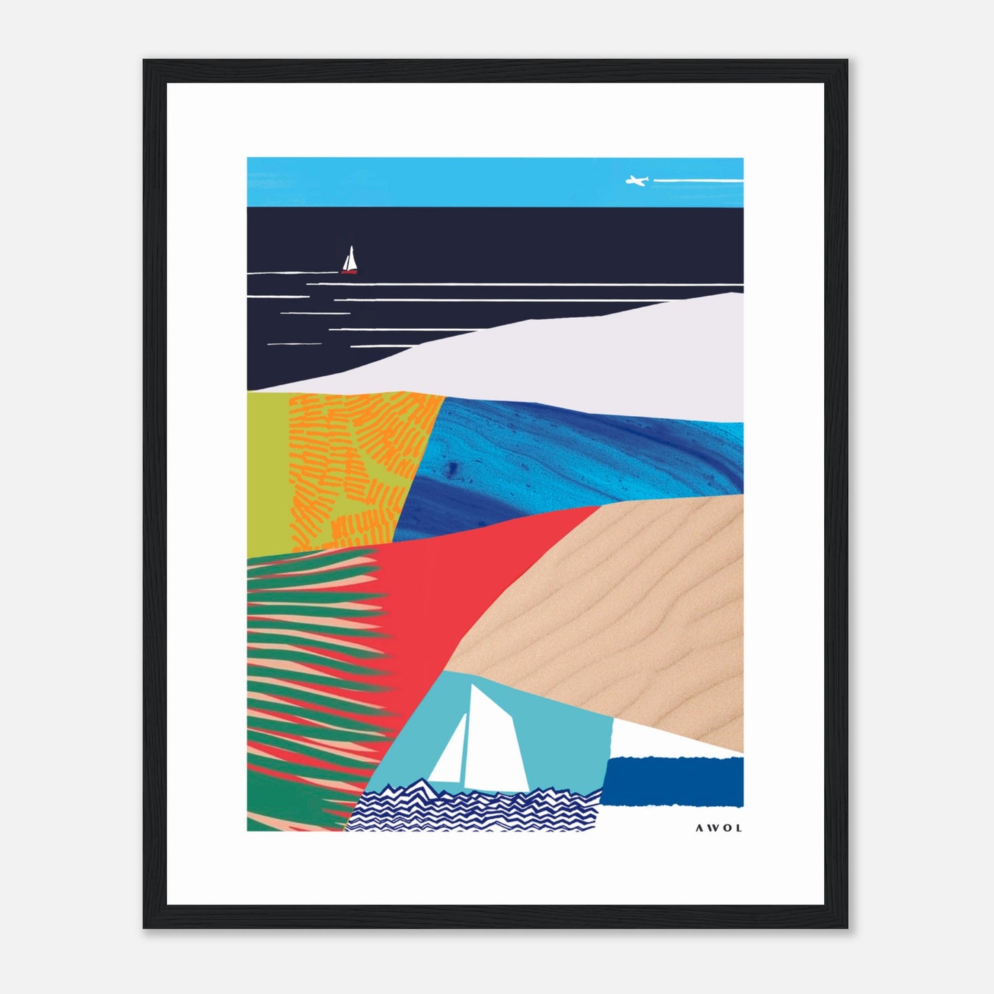 Tropical Paradise With Palm Trees, Abstract Beach Art: Framed Art Print