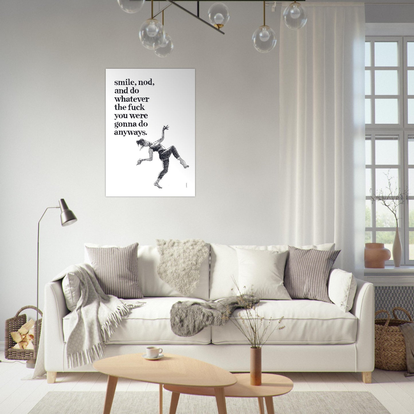 Smile And Nod, Modern Zen Quote: Aluminum Art Print