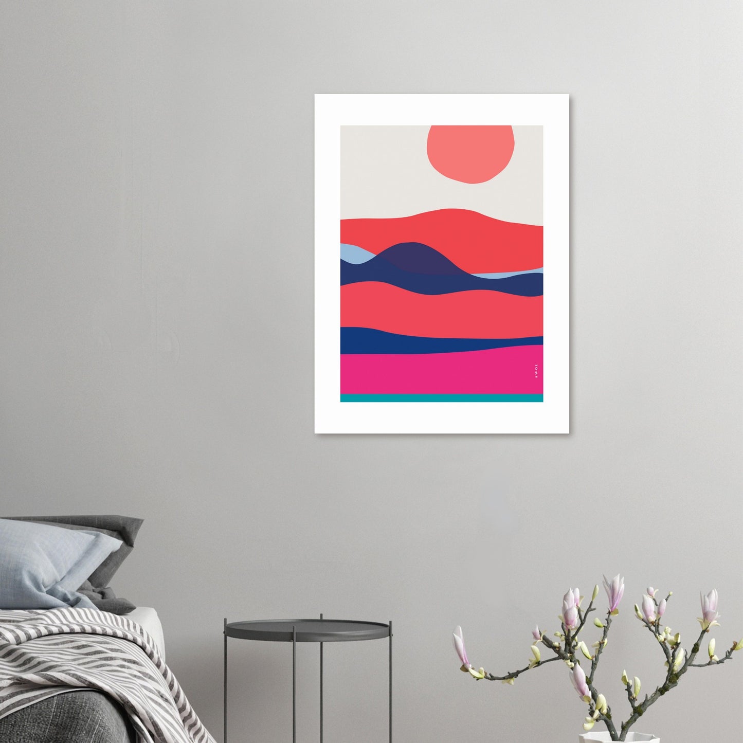 Minimalist Ocean Wall Art, Abstract Sea With Sunrises and Sunsets: Aluminum Print