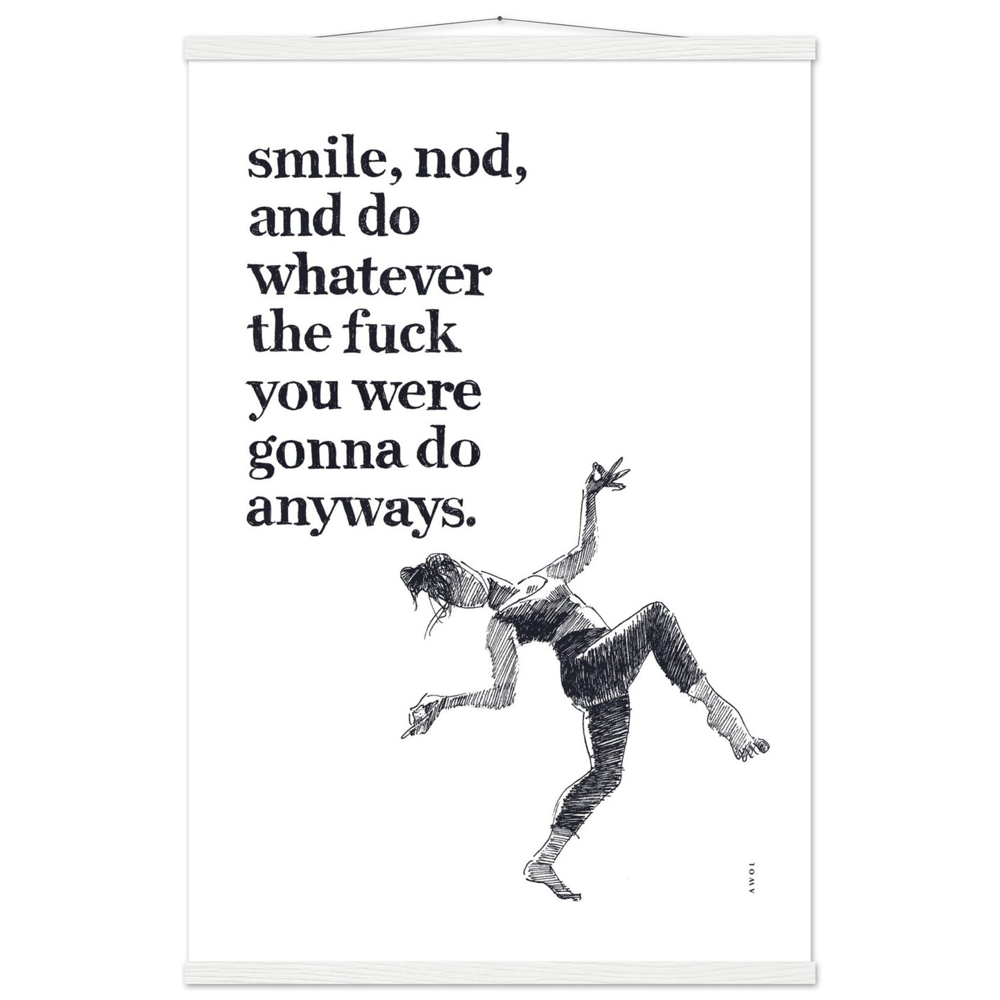 Smile And Nod, Modern Zen Art Print: Poster with Hanger