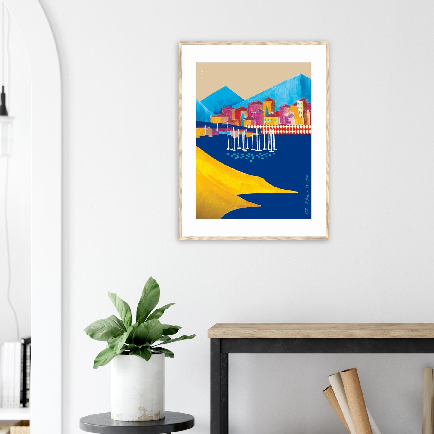 Colourful Beach Towns In The South of France Poster: Framed Art Print