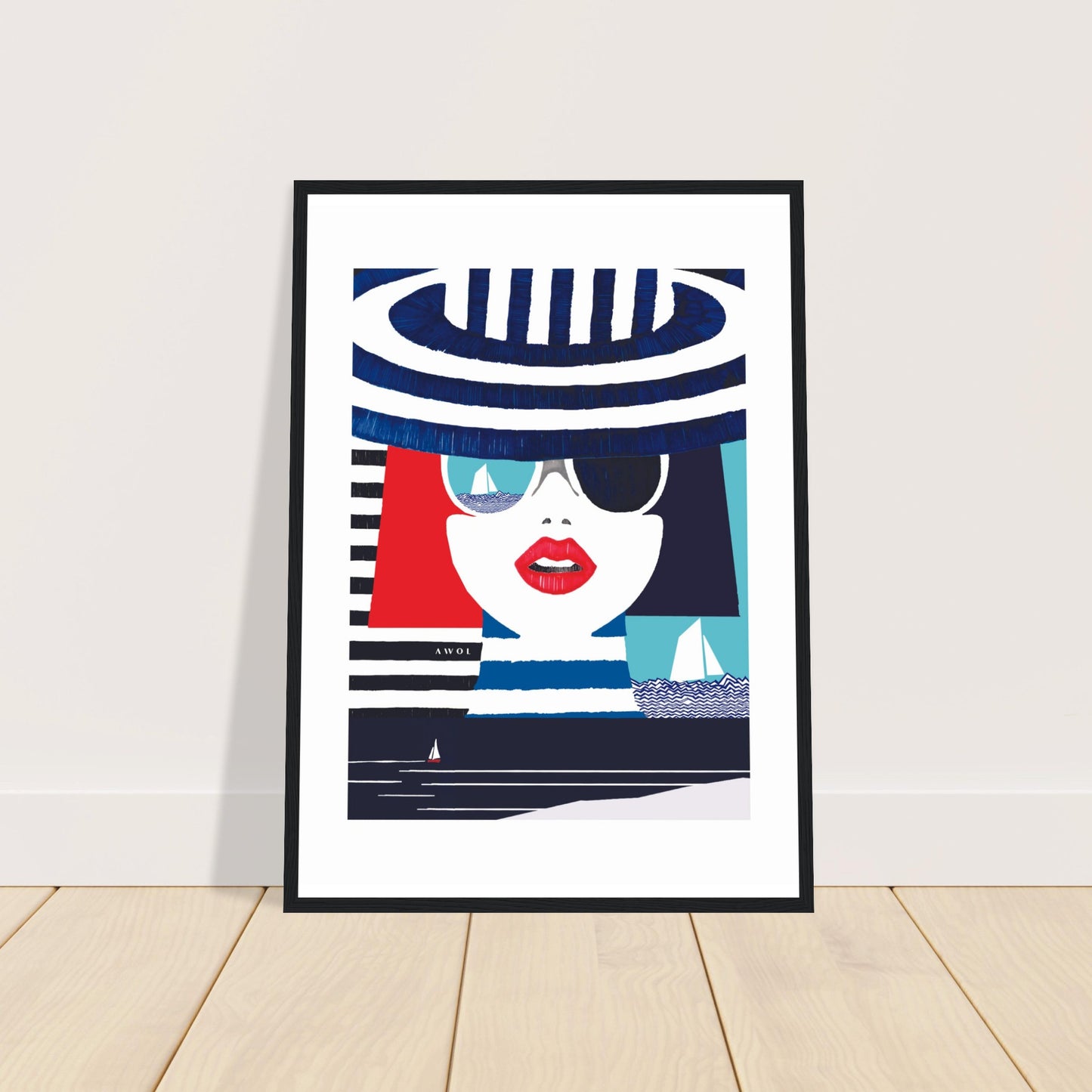Portrait Of A Woman On The Beach: Mediterranean Wall Art, Framed Print