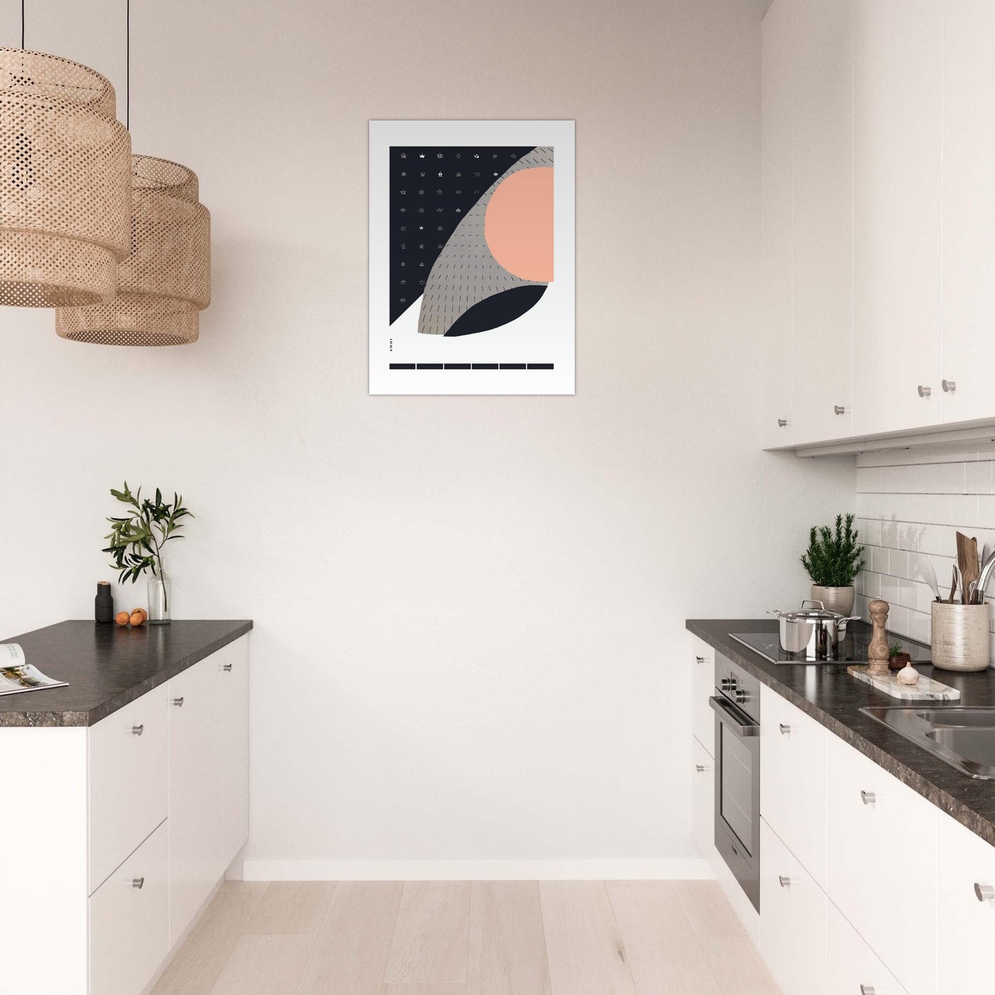 Scandinavian Art Print With Abstract Pattern: Minimalist Aluminum Art Print