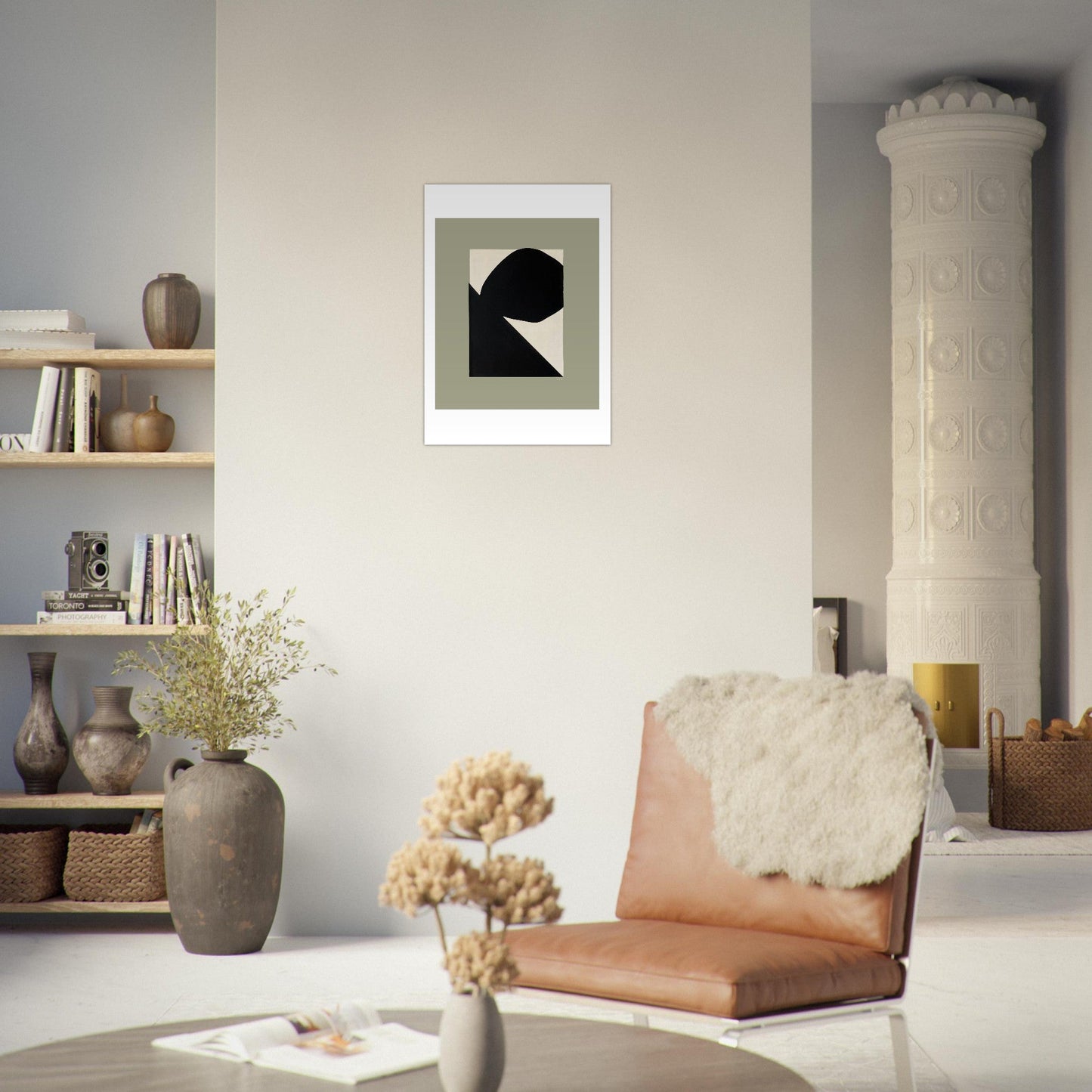 Abstract Art, Mountain Landscape With Boulder, Premium Matte Paper Poster - Creations Awol