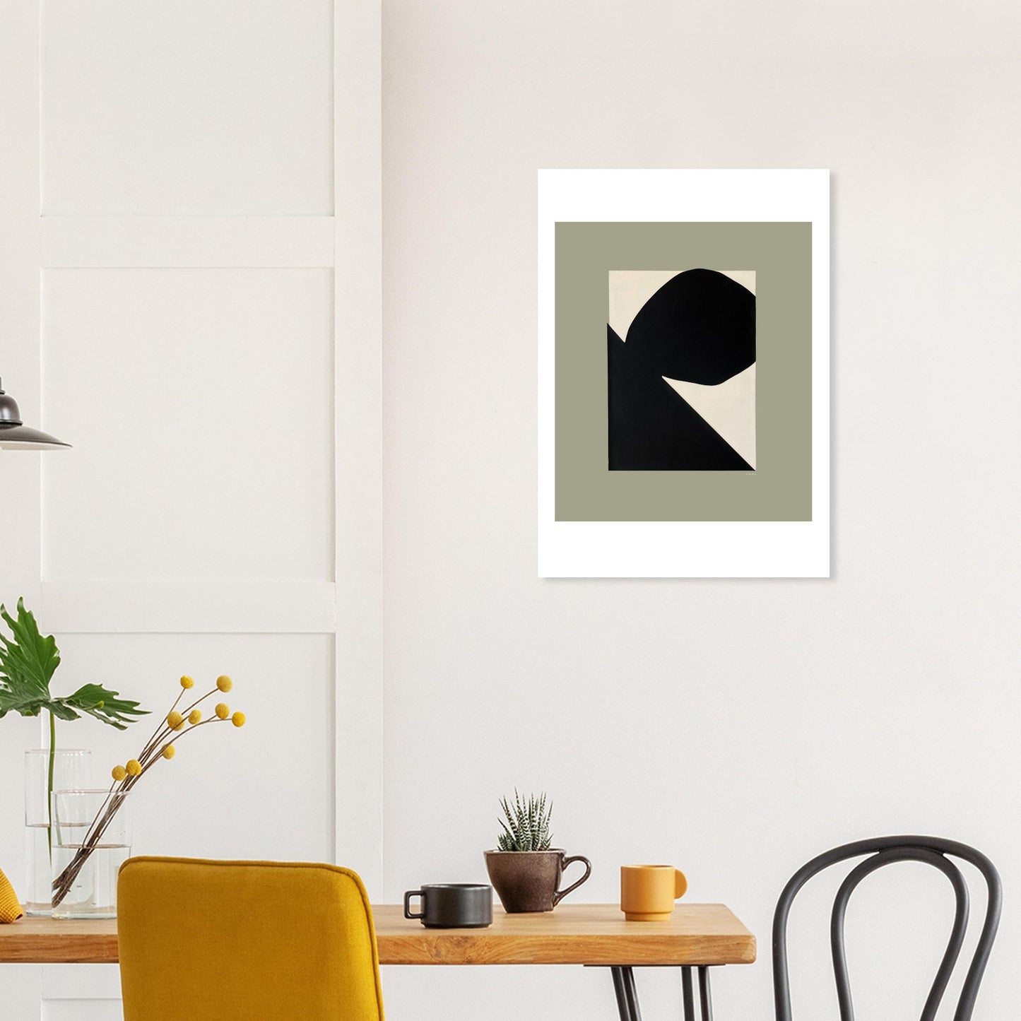 Abstract Art, Mountain Landscape With Boulder, Premium Matte Paper Poster - Creations Awol