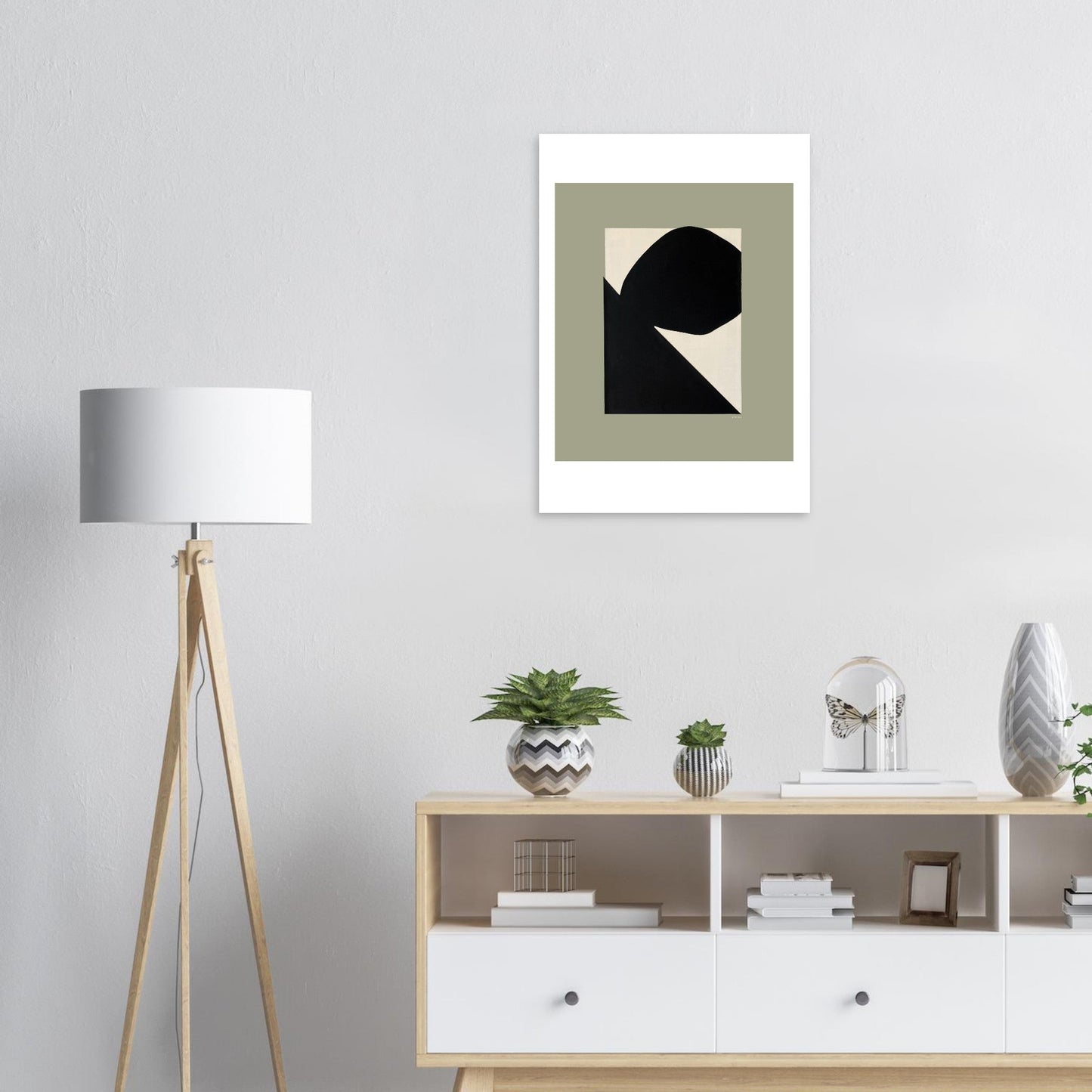 Abstract Art, Mountain Landscape With Boulder, Premium Matte Paper Poster - Creations Awol