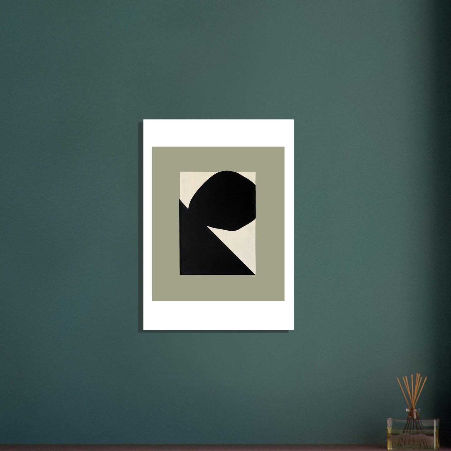 Abstract Art, Mountain Landscape With Boulder, Premium Matte Paper Poster - Creations Awol