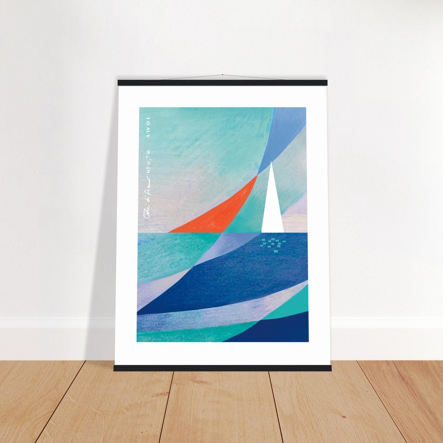 Abstract Art With Sailboat On The Mediterranean Sea: Poster with Hanger - Creations Awol