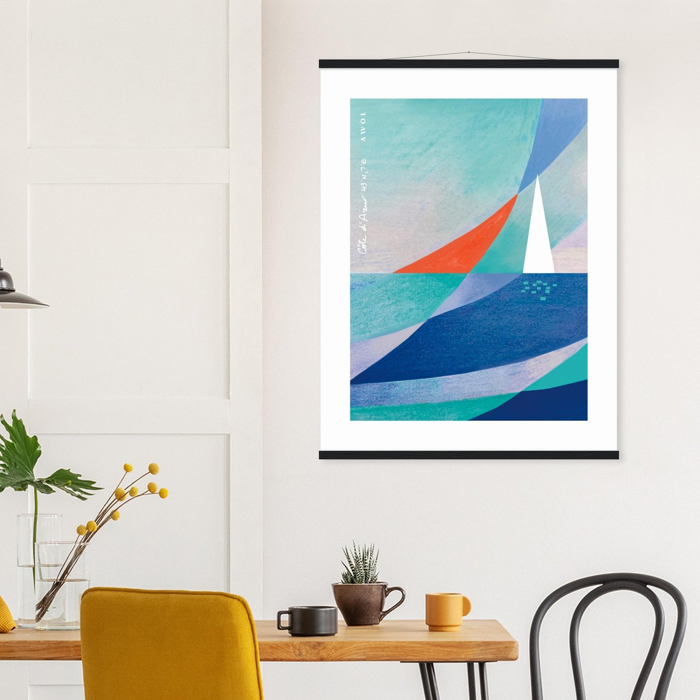 Abstract Art With Sailboat On The Mediterranean Sea: Poster with Hanger - Creations Awol