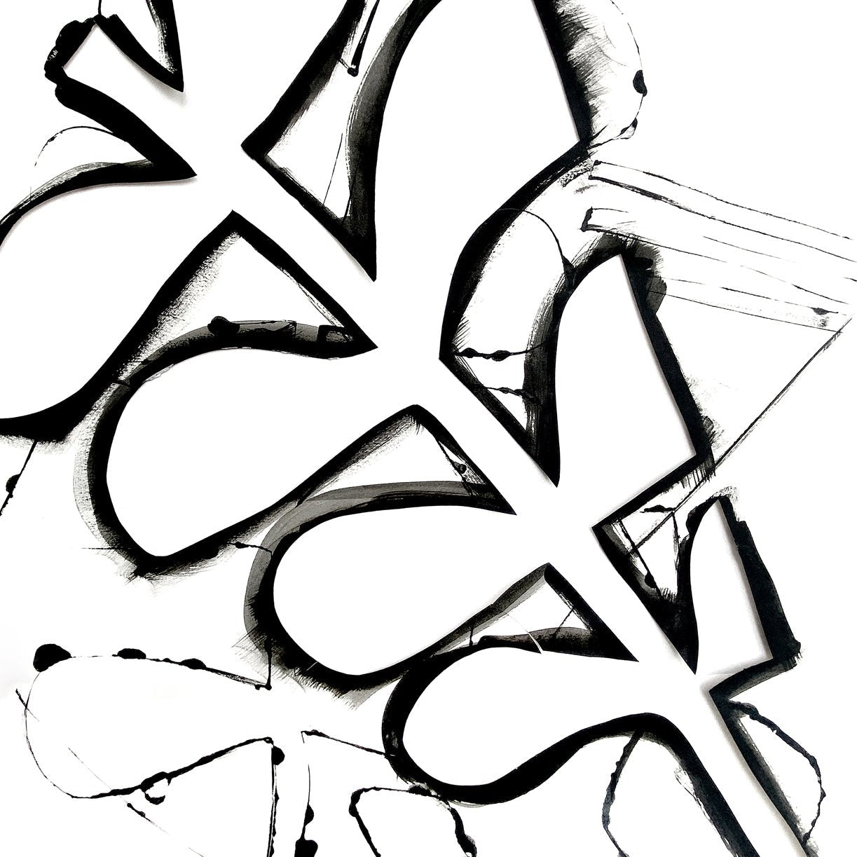 Abstract Botanical Art Print in Black and White: Matte Paper Poster - Creations Awol