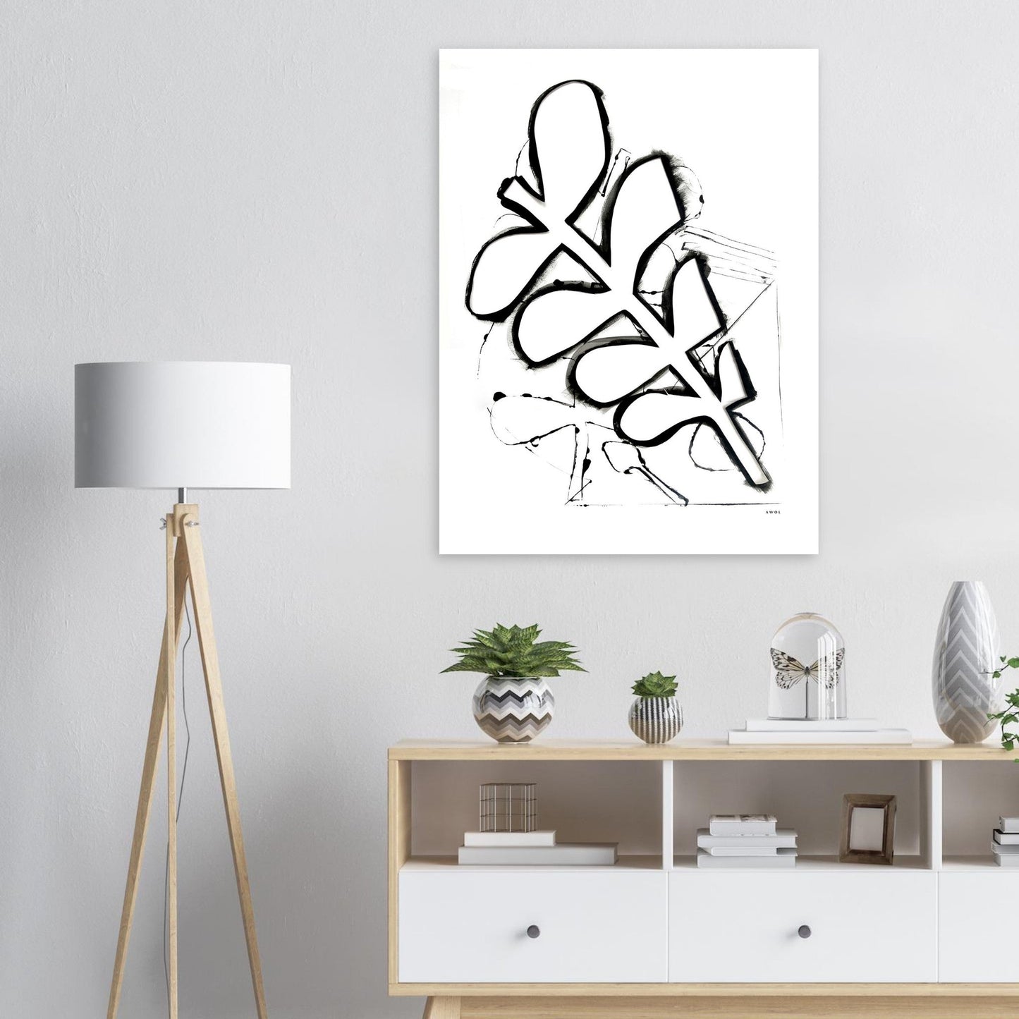 Abstract Botanical Art Print in Black and White: Matte Paper Poster - Creations Awol