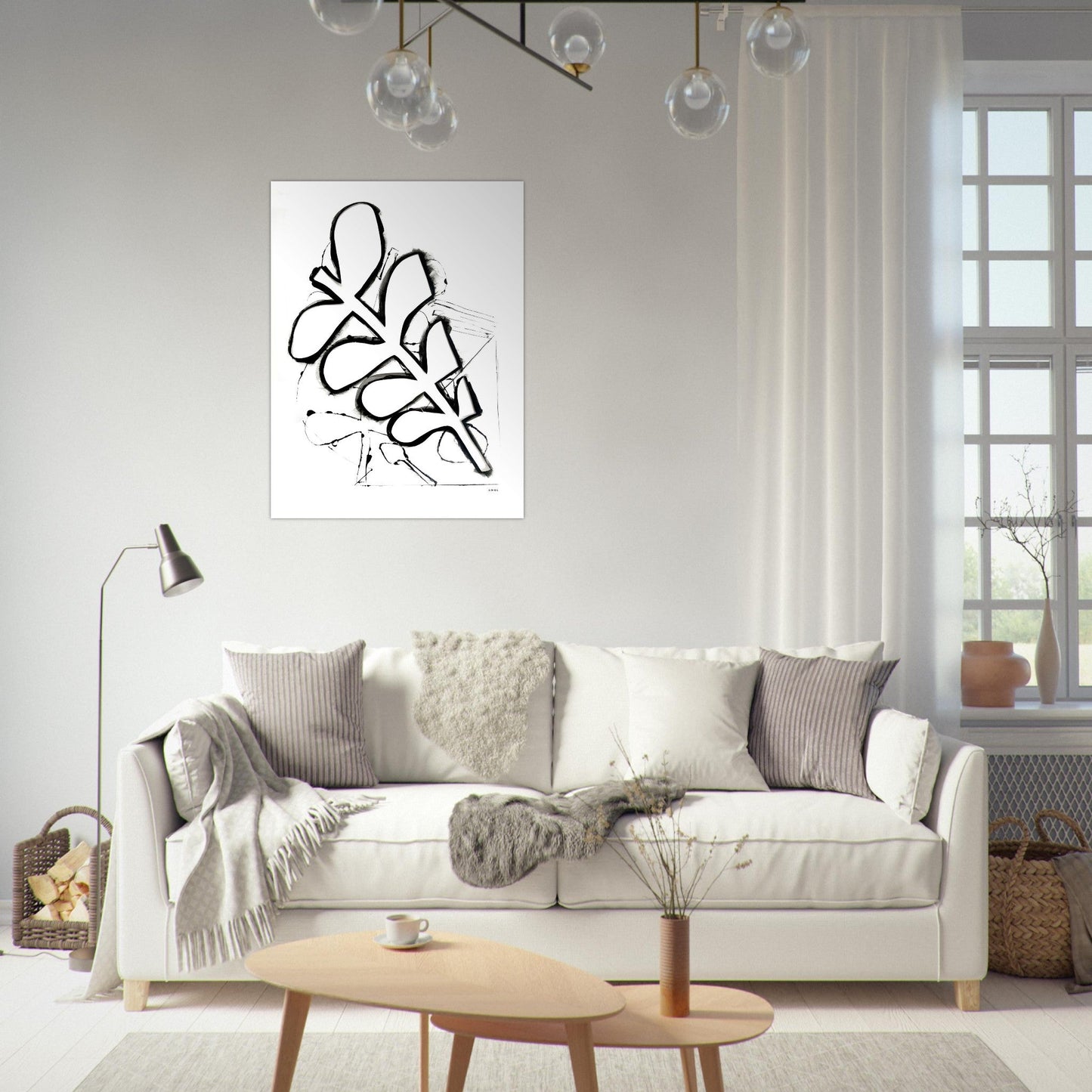 Abstract Botanical Art Print in Black and White: Matte Paper Poster - Creations Awol