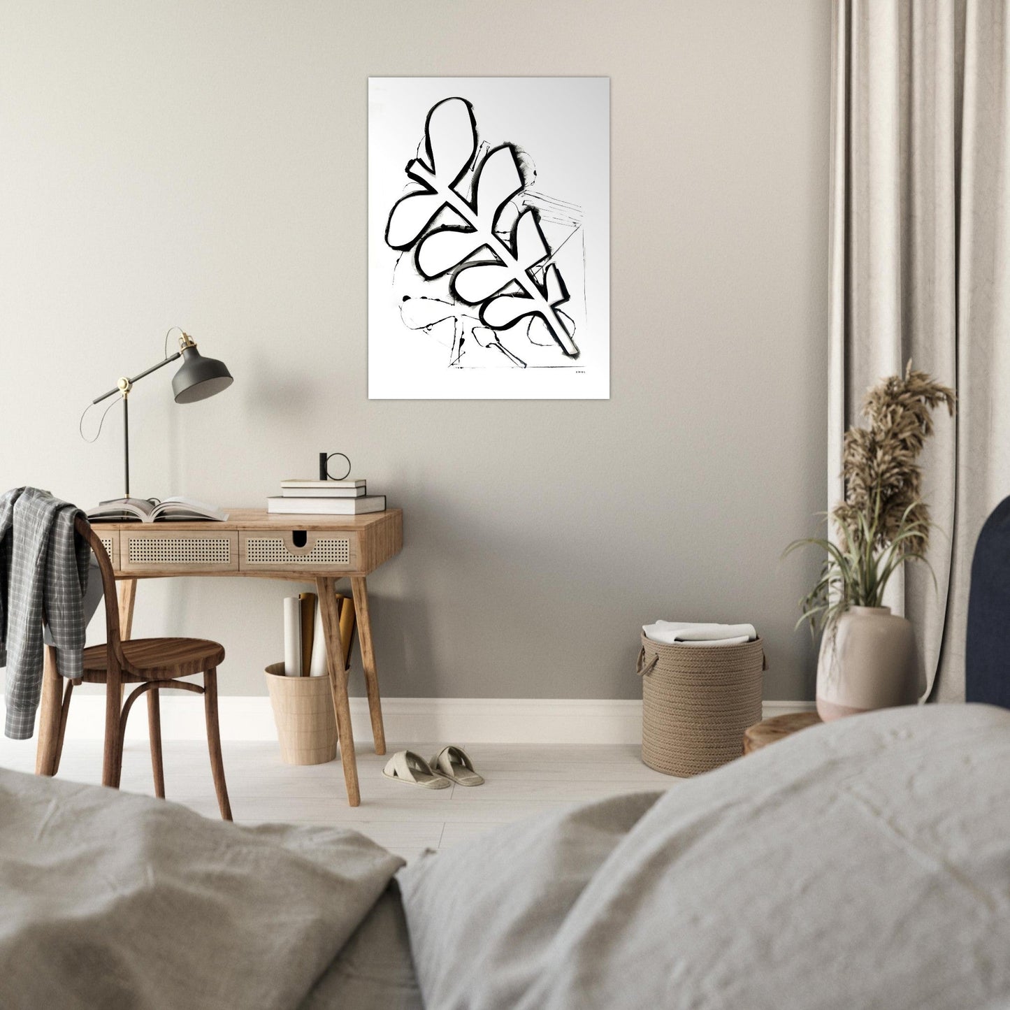 Abstract Botanical Art Print in Black and White: Matte Paper Poster - Creations Awol