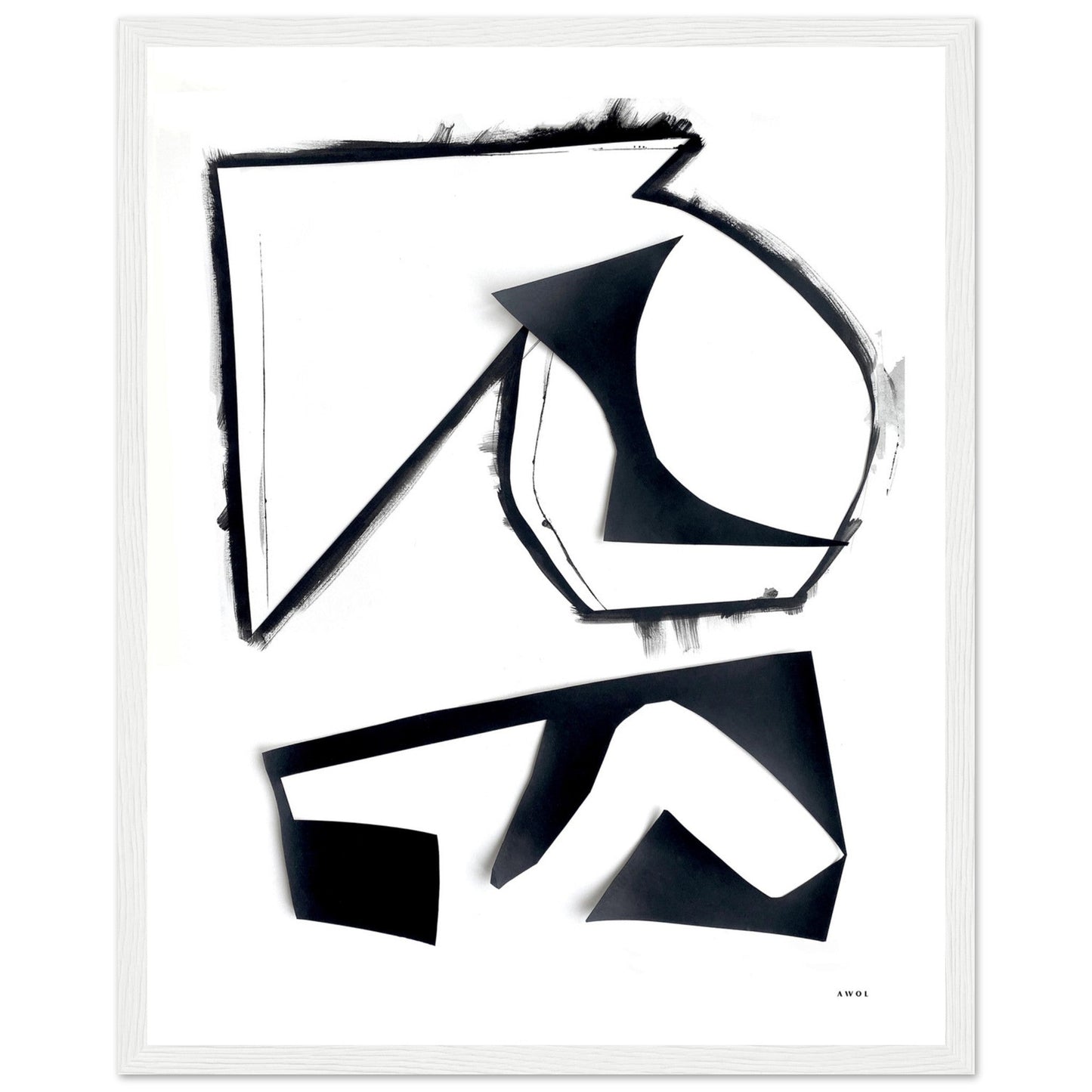 Abstract Hiking Trails: Black And White Collage Art: Framed Art Print - Creations Awol