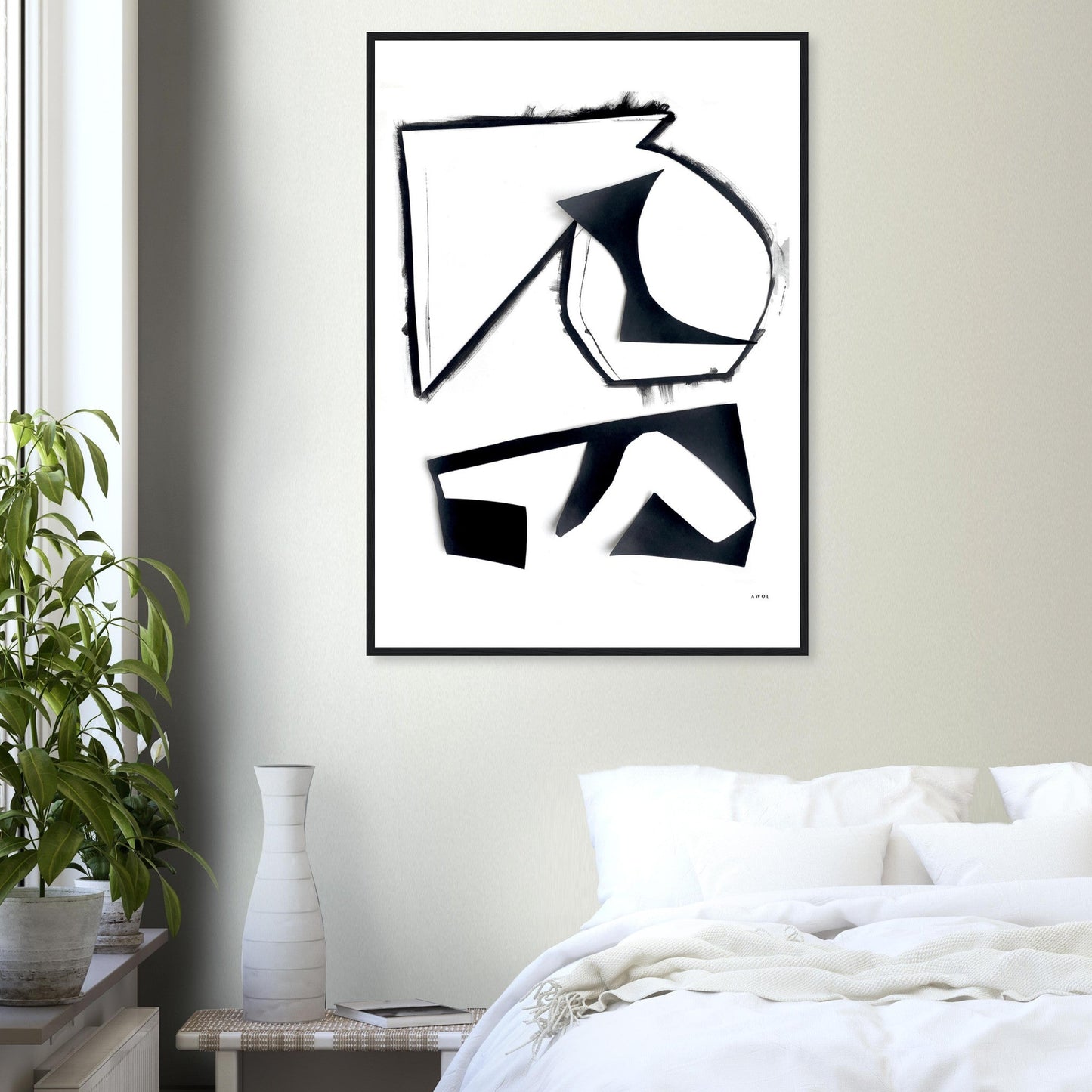 Abstract Hiking Trails: Black And White Collage Art: Framed Art Print - Creations Awol