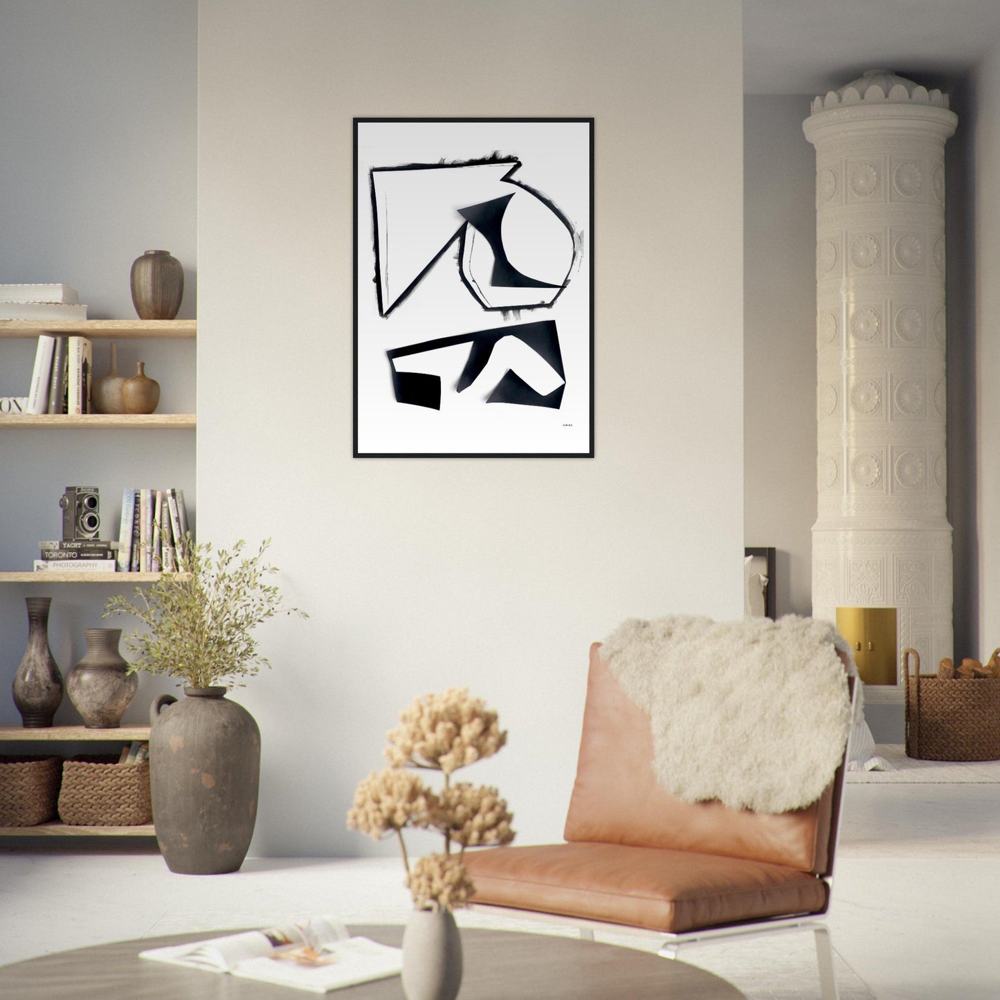 Abstract Hiking Trails: Black And White Collage Art: Framed Art Print - Creations Awol