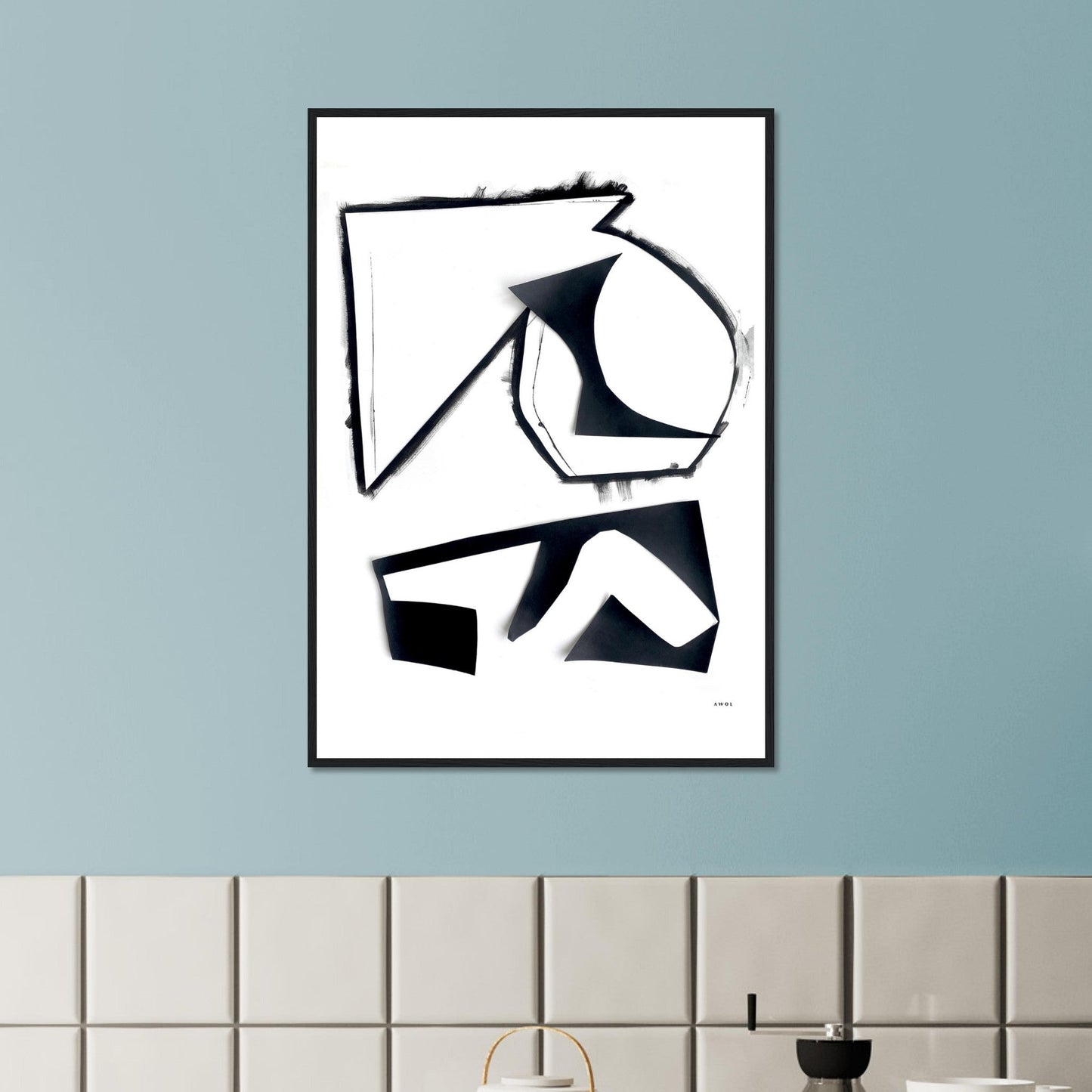 Abstract Hiking Trails: Black And White Collage Art: Framed Art Print - Creations Awol