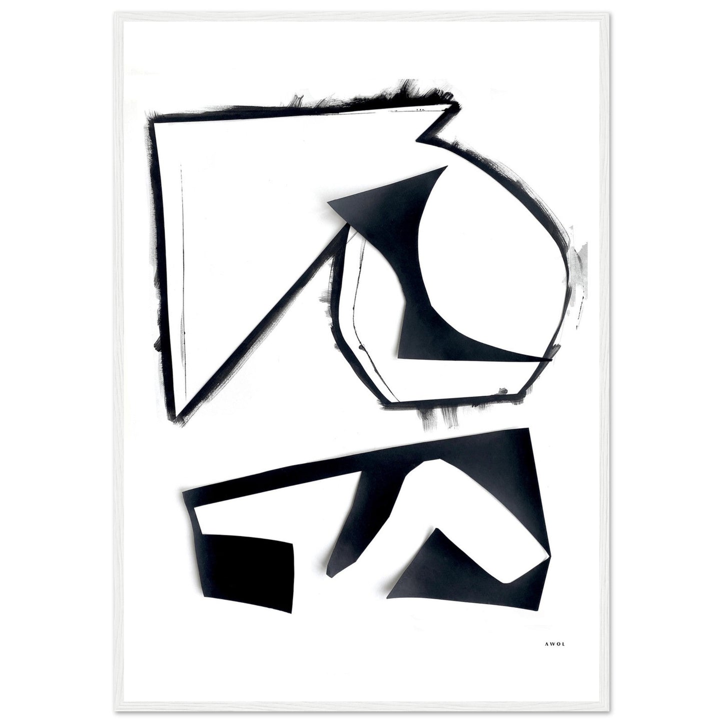 Abstract Hiking Trails: Black And White Collage Art: Framed Art Print - Creations Awol