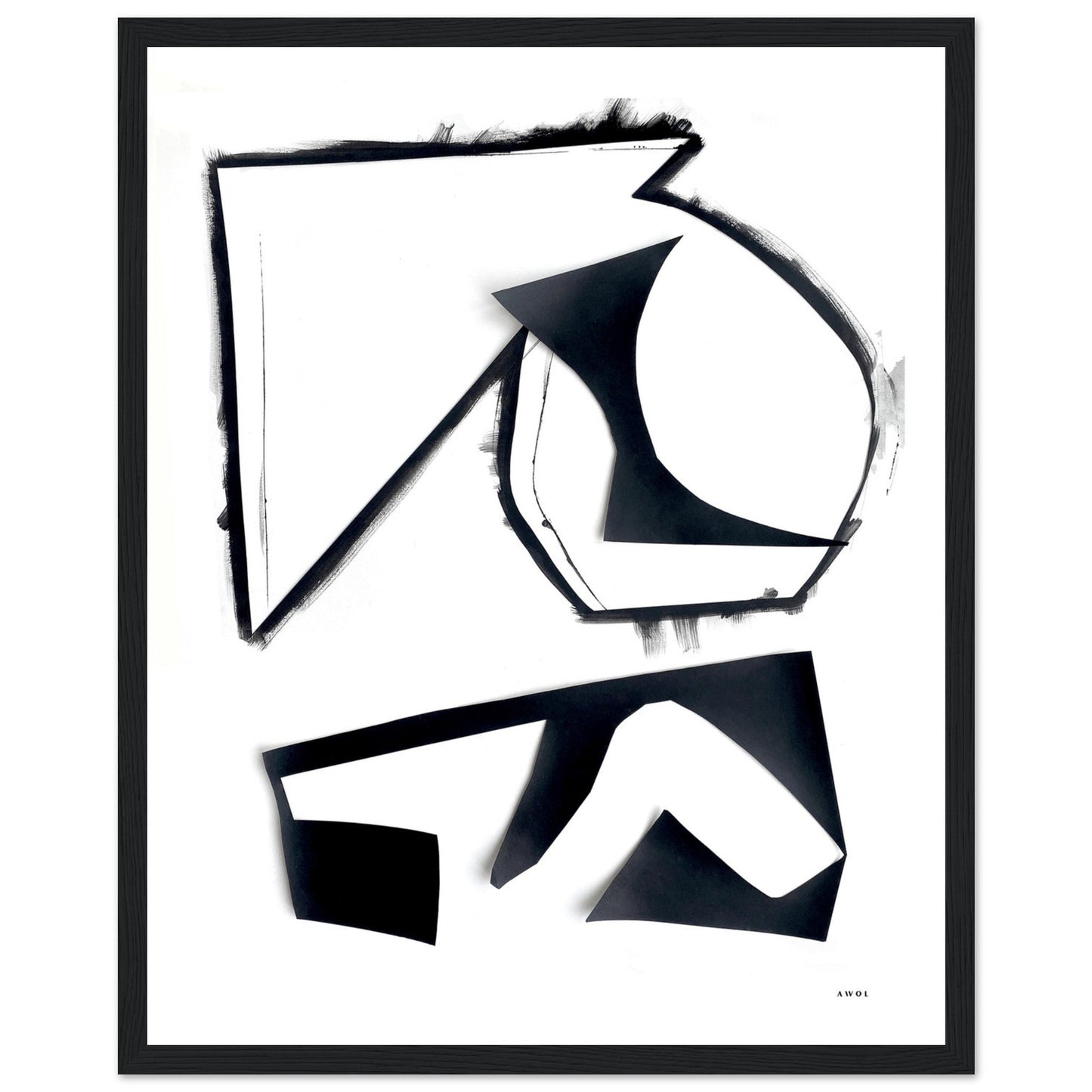 Abstract Hiking Trails: Black And White Collage Art: Framed Art Print - Creations Awol